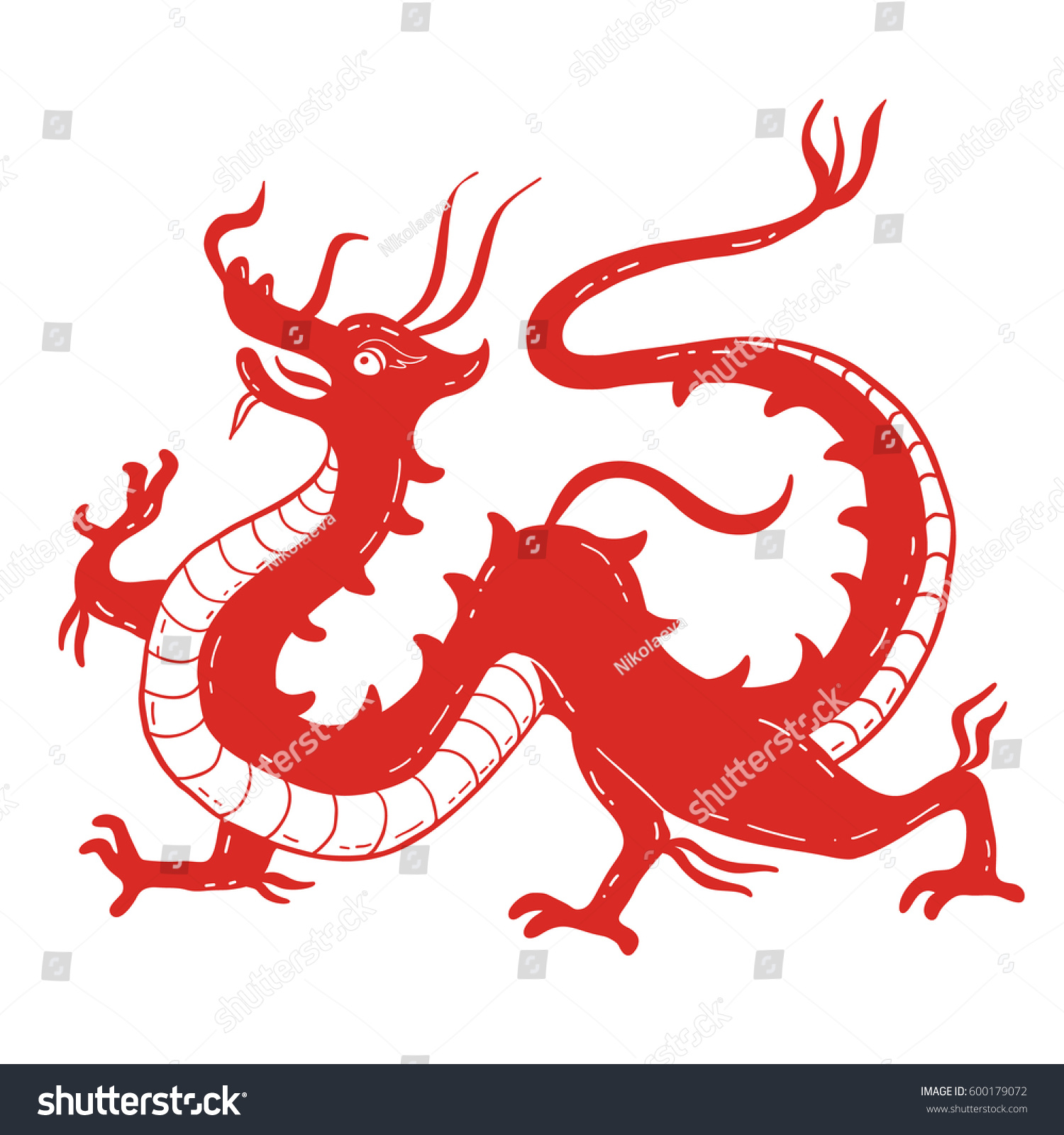 Vector Illustration Traditional Chinese Dragon Stock Vector (Royalty ...