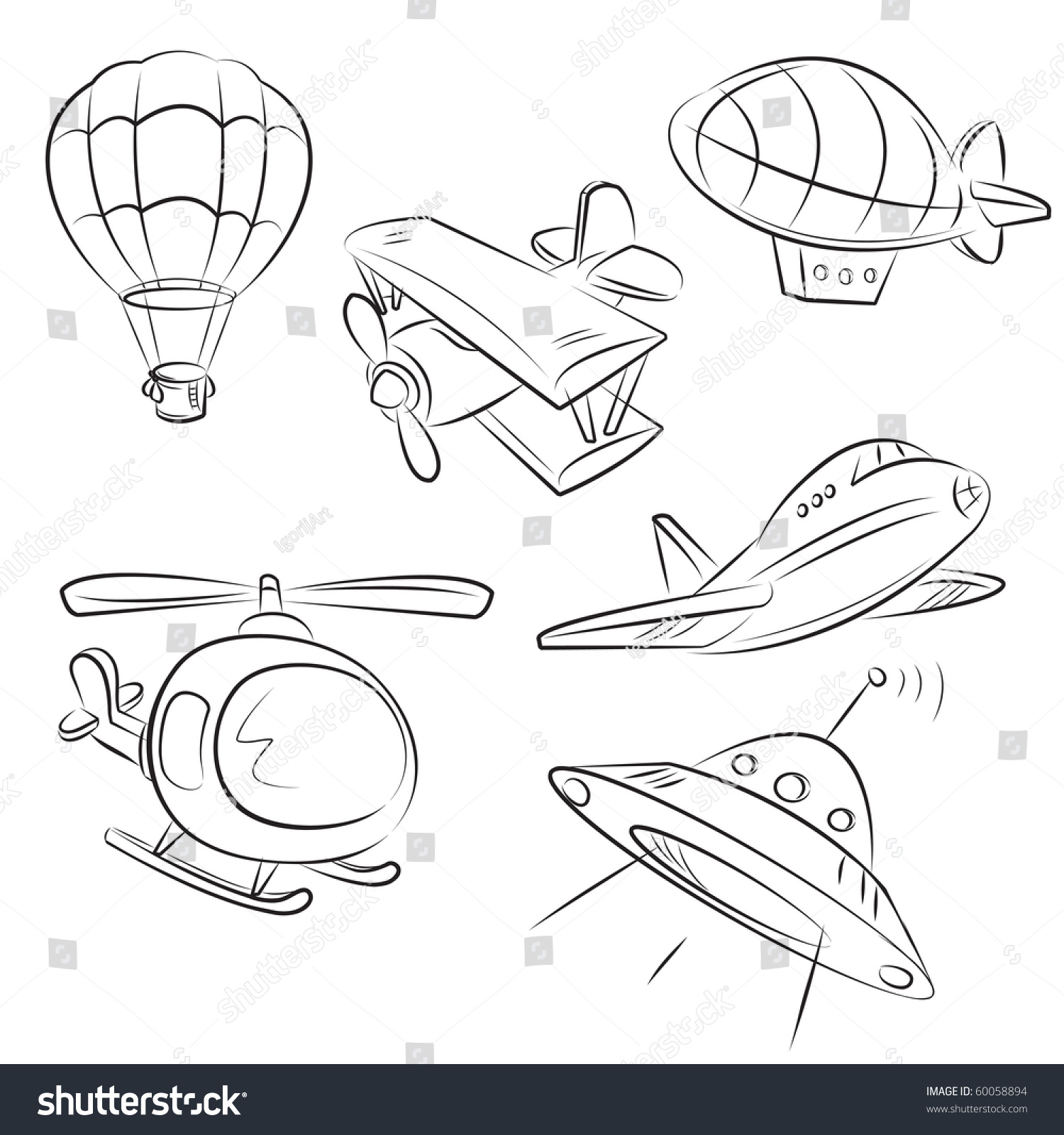 Sketched Types Air Transport Stock Vector (Royalty Free) 60058894 ...