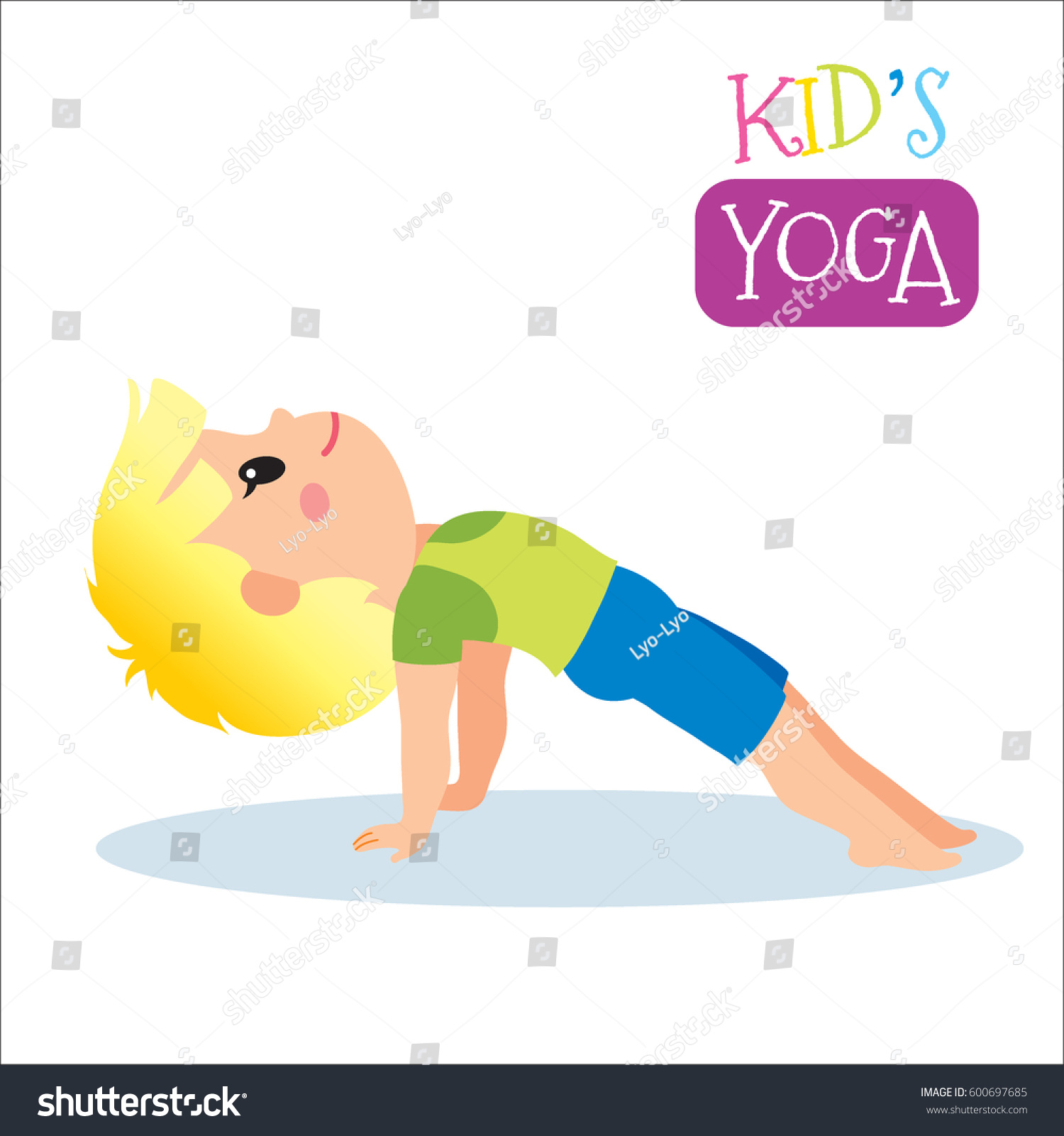 Cute Kid Yoga Pose On White Stock Vector (Royalty Free) 600697685 ...