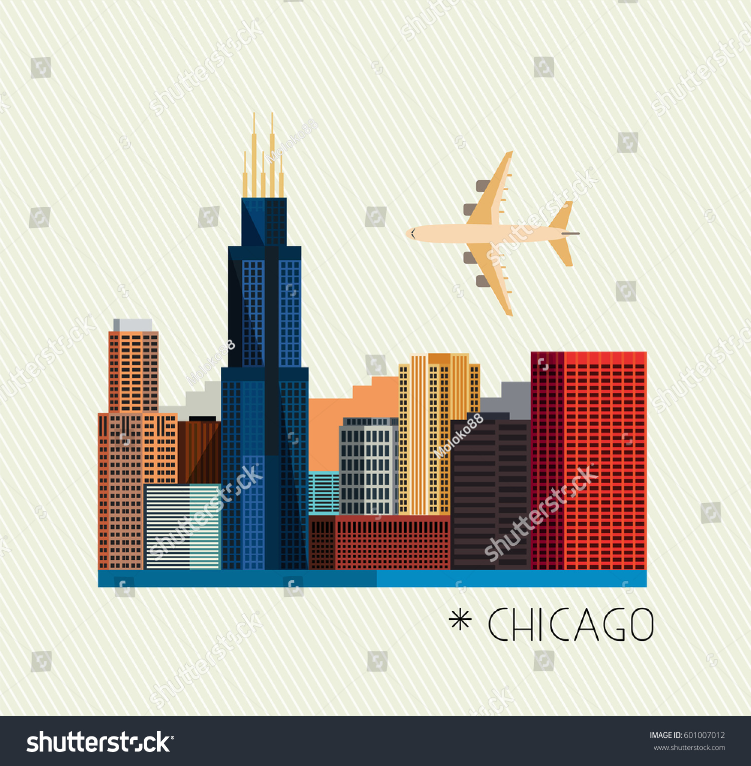 Chicago City Icon Vector Silhouette Illustration Stock Vector (Royalty ...