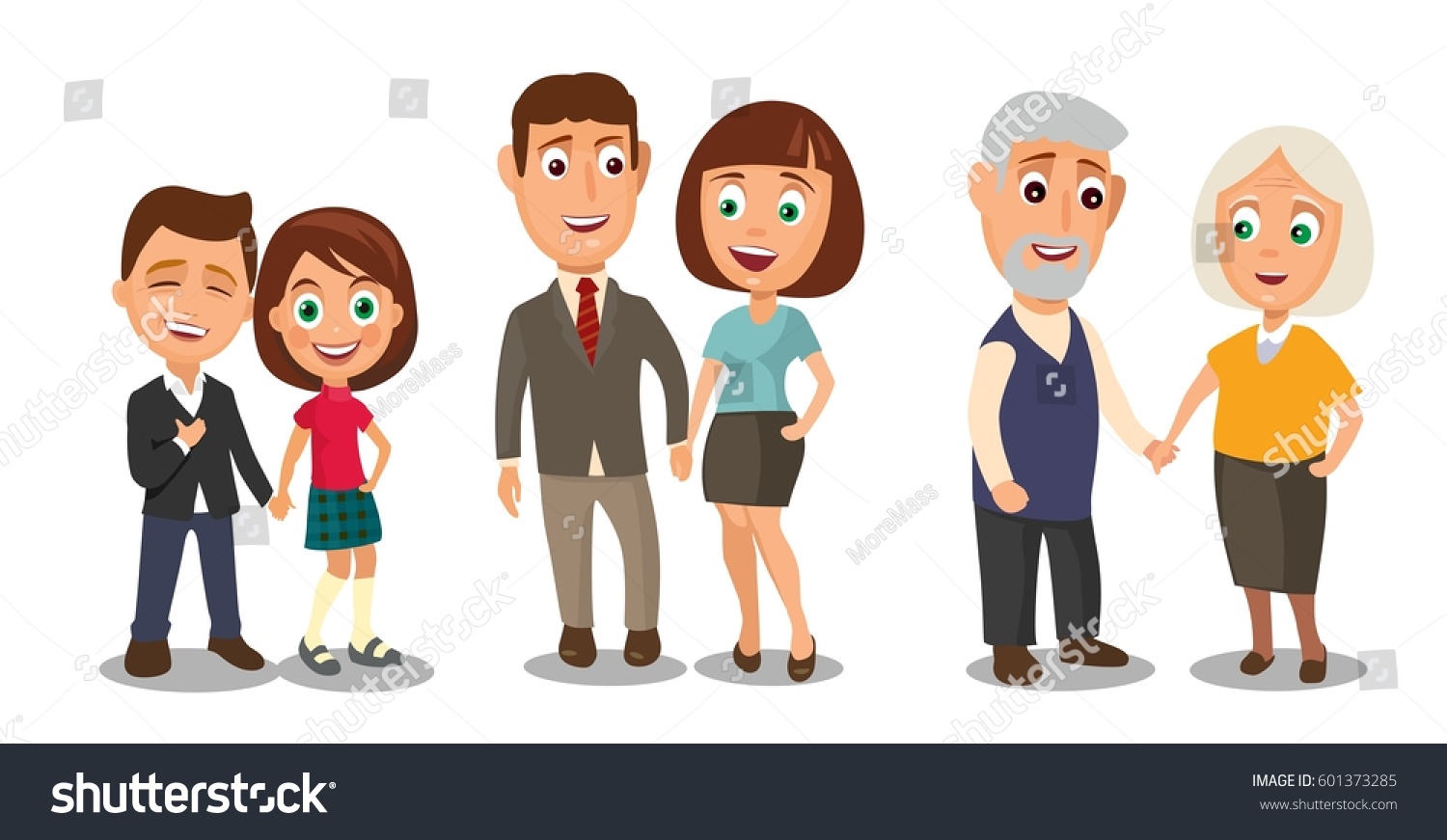 Set Generations Couples Holding Hands Different Stock Vector (royalty 