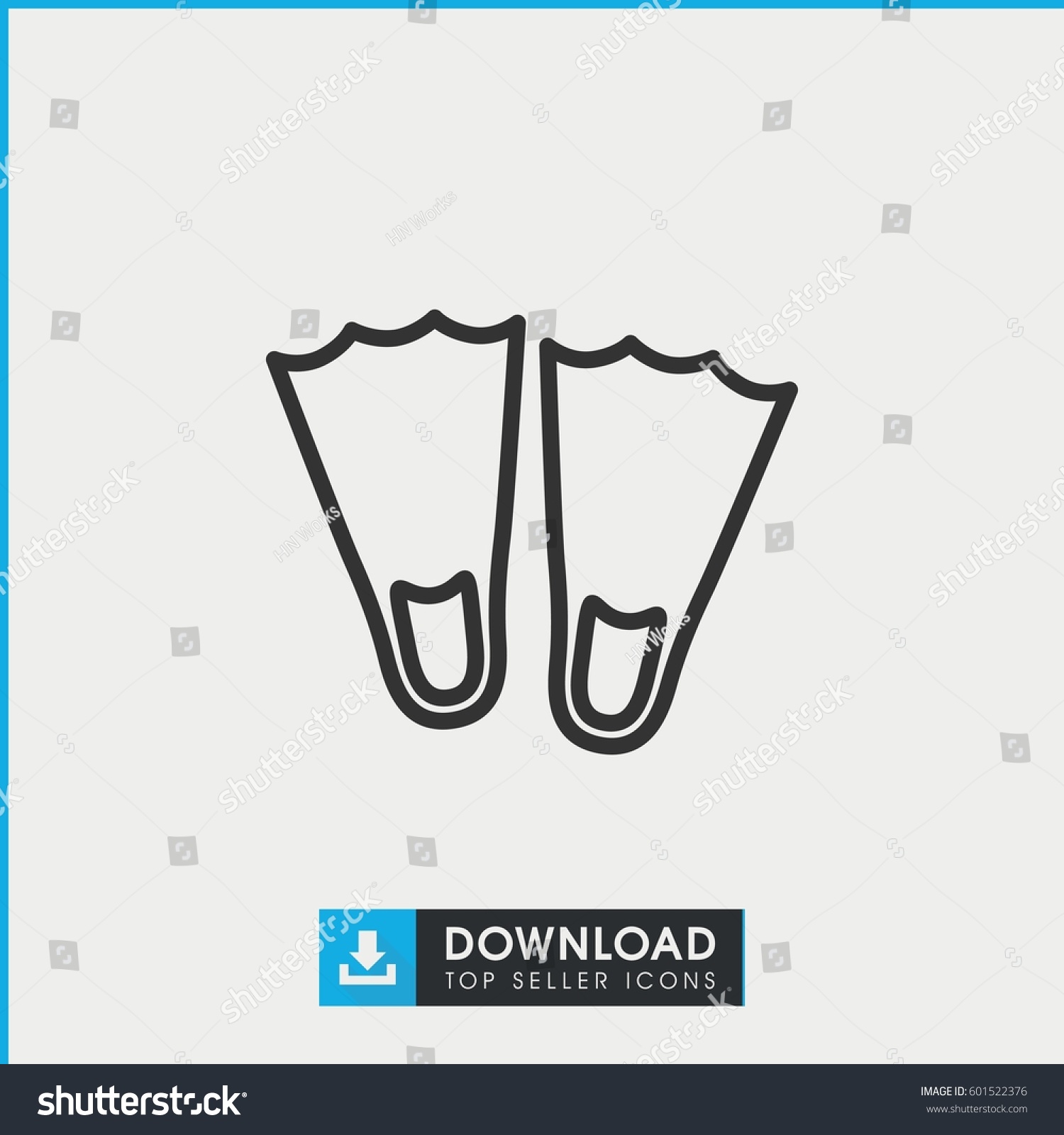 Flippers Icon Simple Outline Flippers Vector Stock Vector (Royalty Free ...