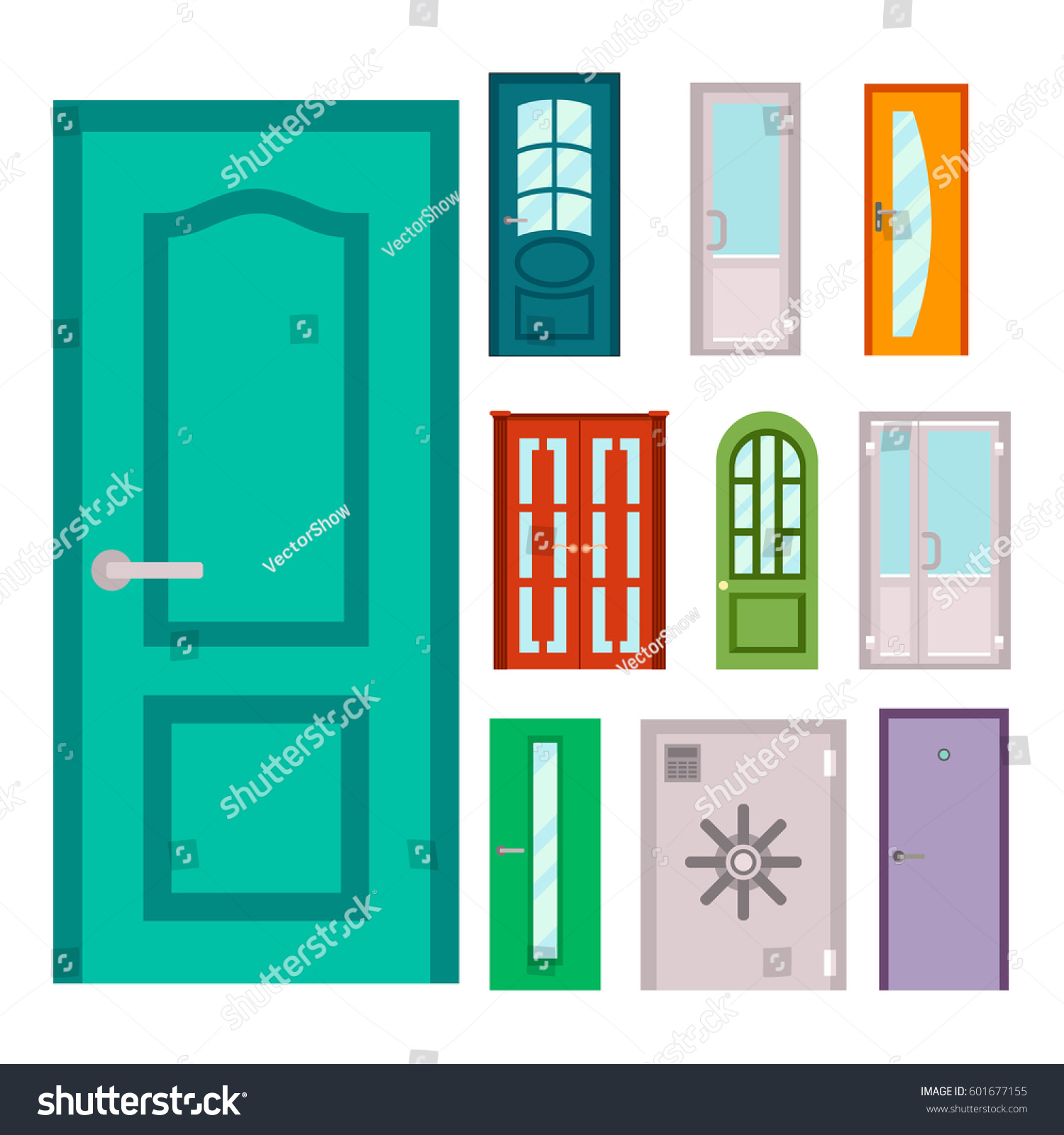 Doors Isolated Vector Illustration Entrance Doorway Stock Vector ...