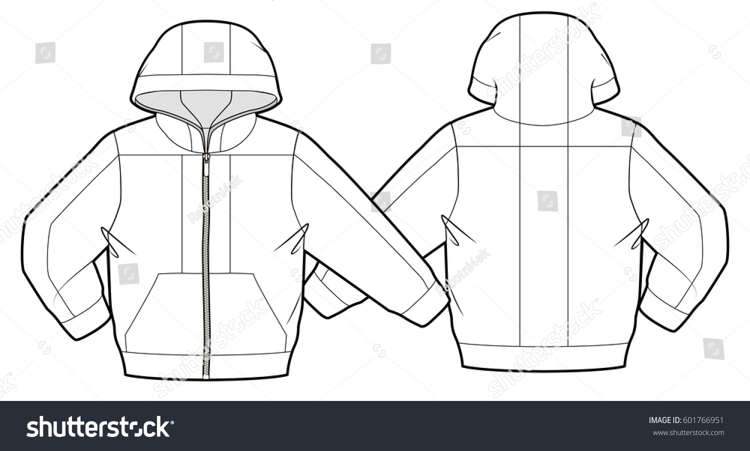 Технический эскиз куртки с капюшоном