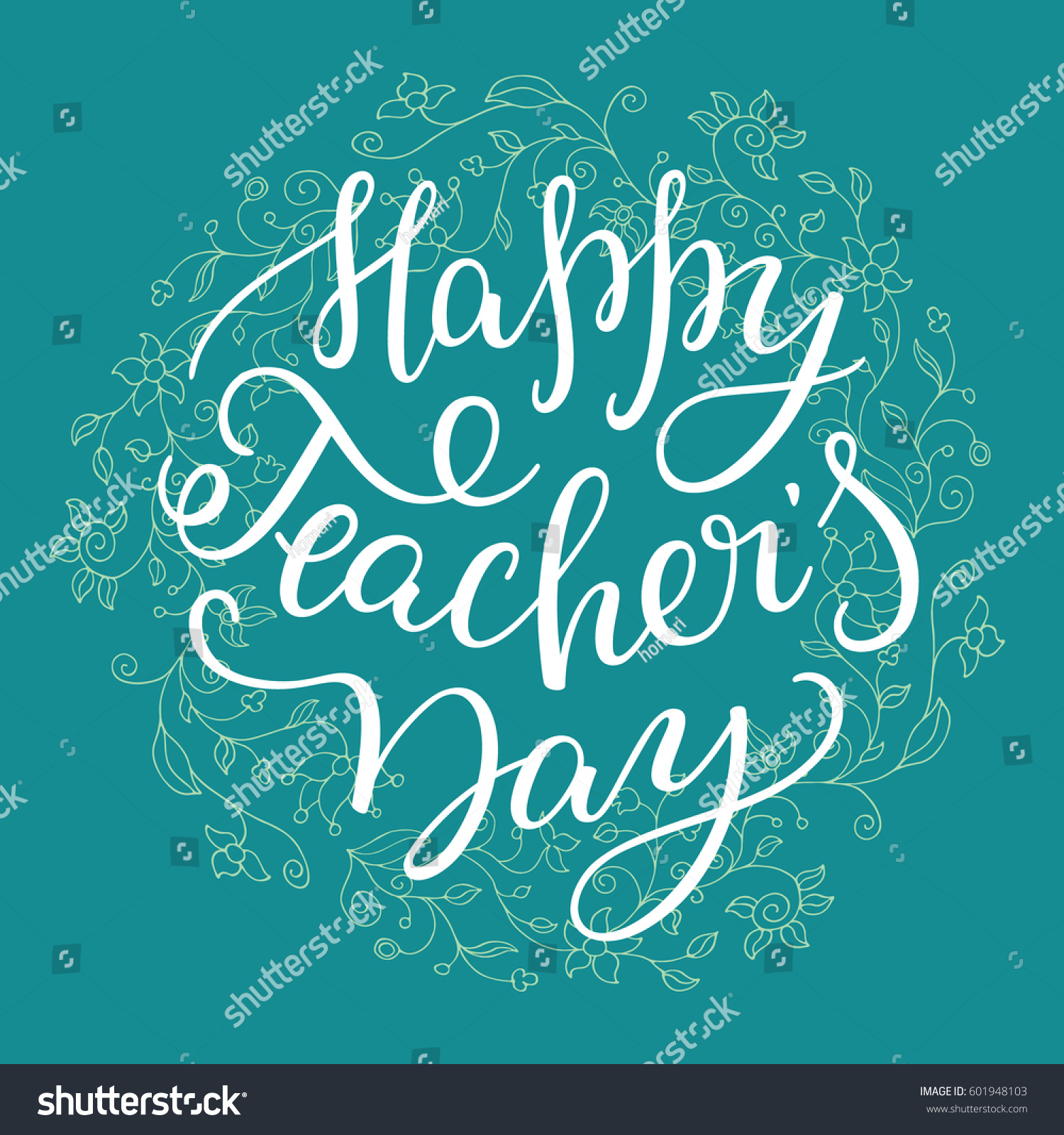 Happy Teachers Day Hand Lettering Flower Stock Vector (Royalty Free ...