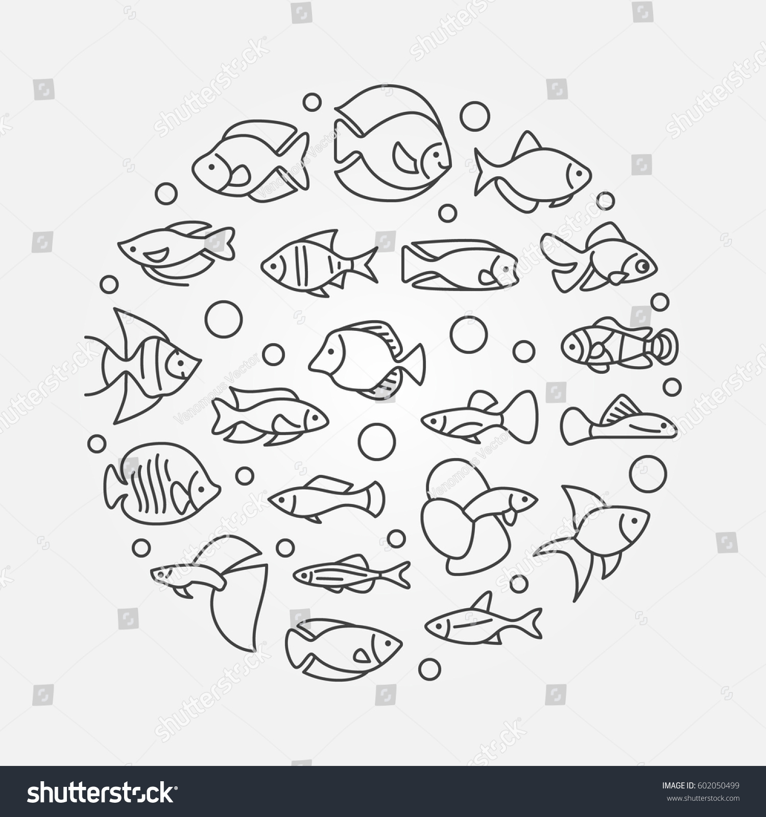Aquarium Fish Illustration Vector Round Minimal Stock Vector (Royalty ...