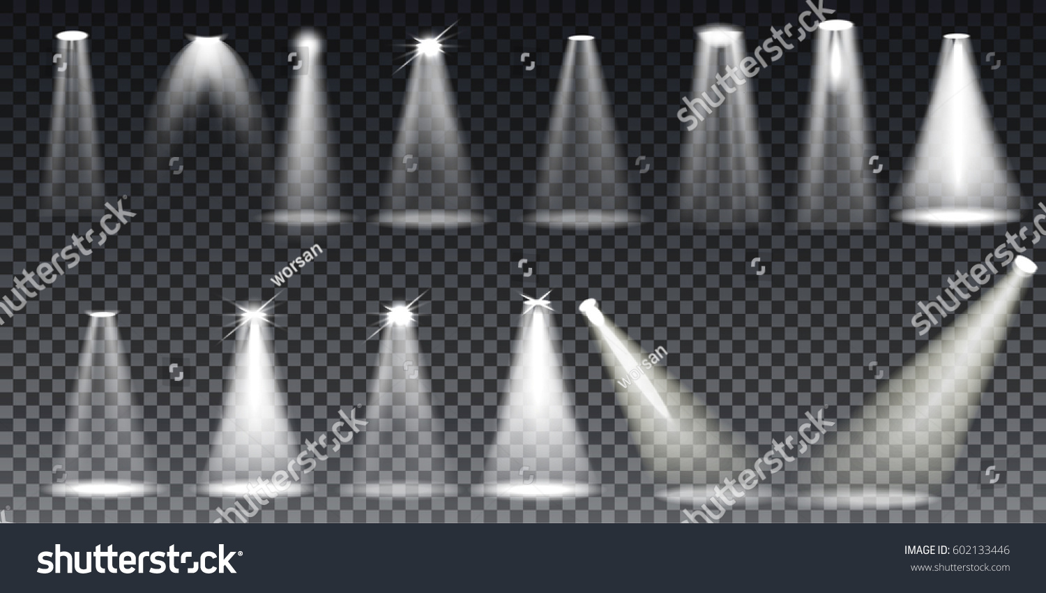 Scene Illumination Collection Transparent Effects Bright Stock Vector ...