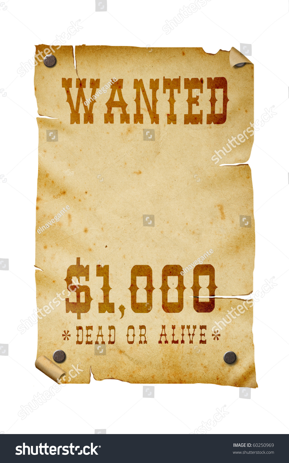 Old Western Wanted Sign Isolated On Stock Photo 60250969 | Shutterstock