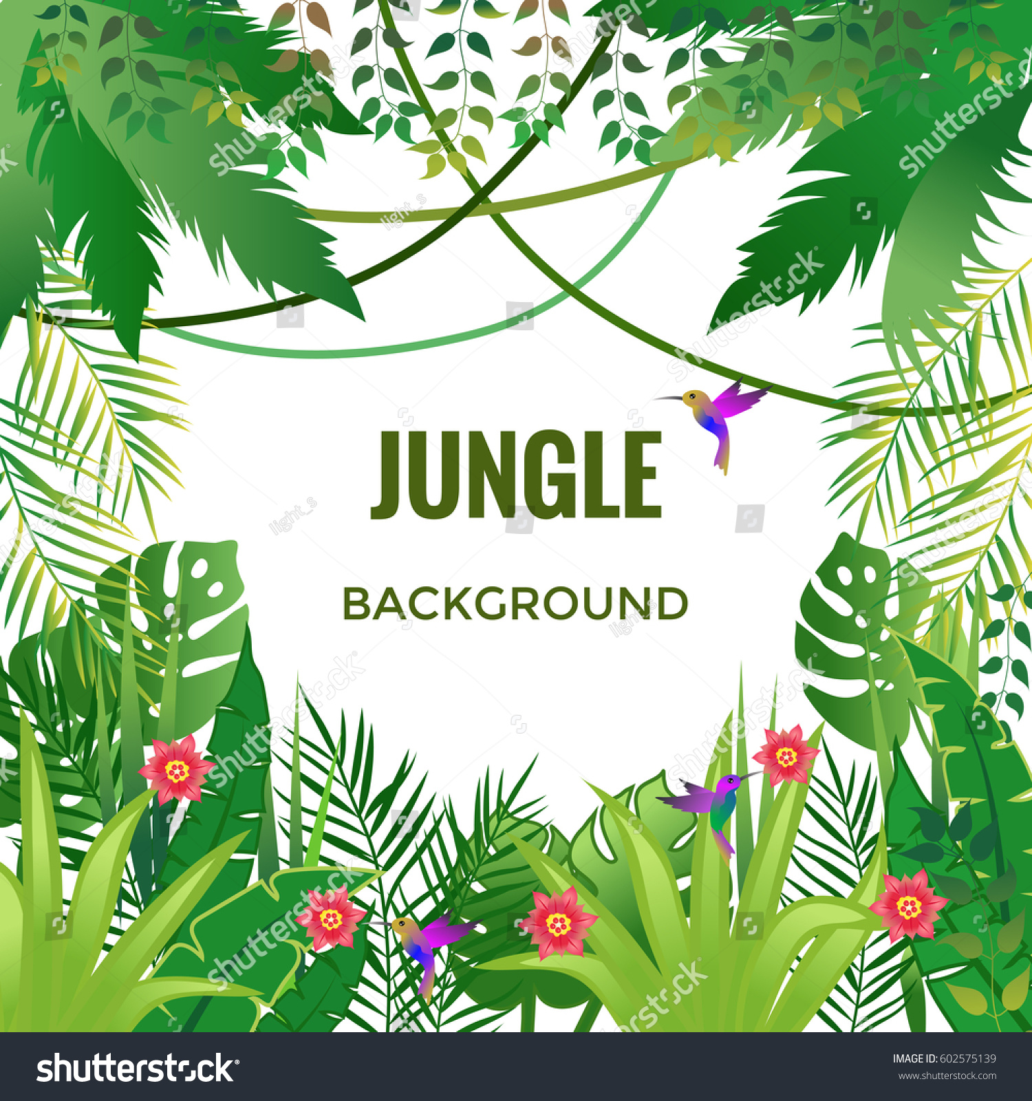 Jungle Background Jungle Trees Plants Vector Stock Vector (Royalty Free ...