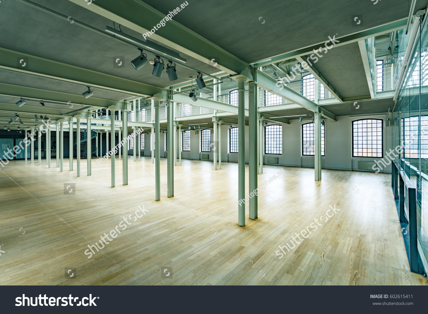 Modern Warehouse Interior Windows Wood Floor Stock Photo 602615411 ...