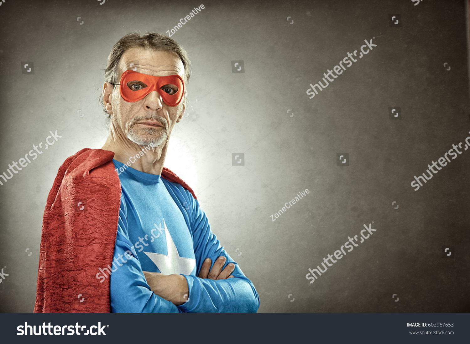 Senior Superhero Man Blue Costume Red Stock Photo 602967653 | Shutterstock