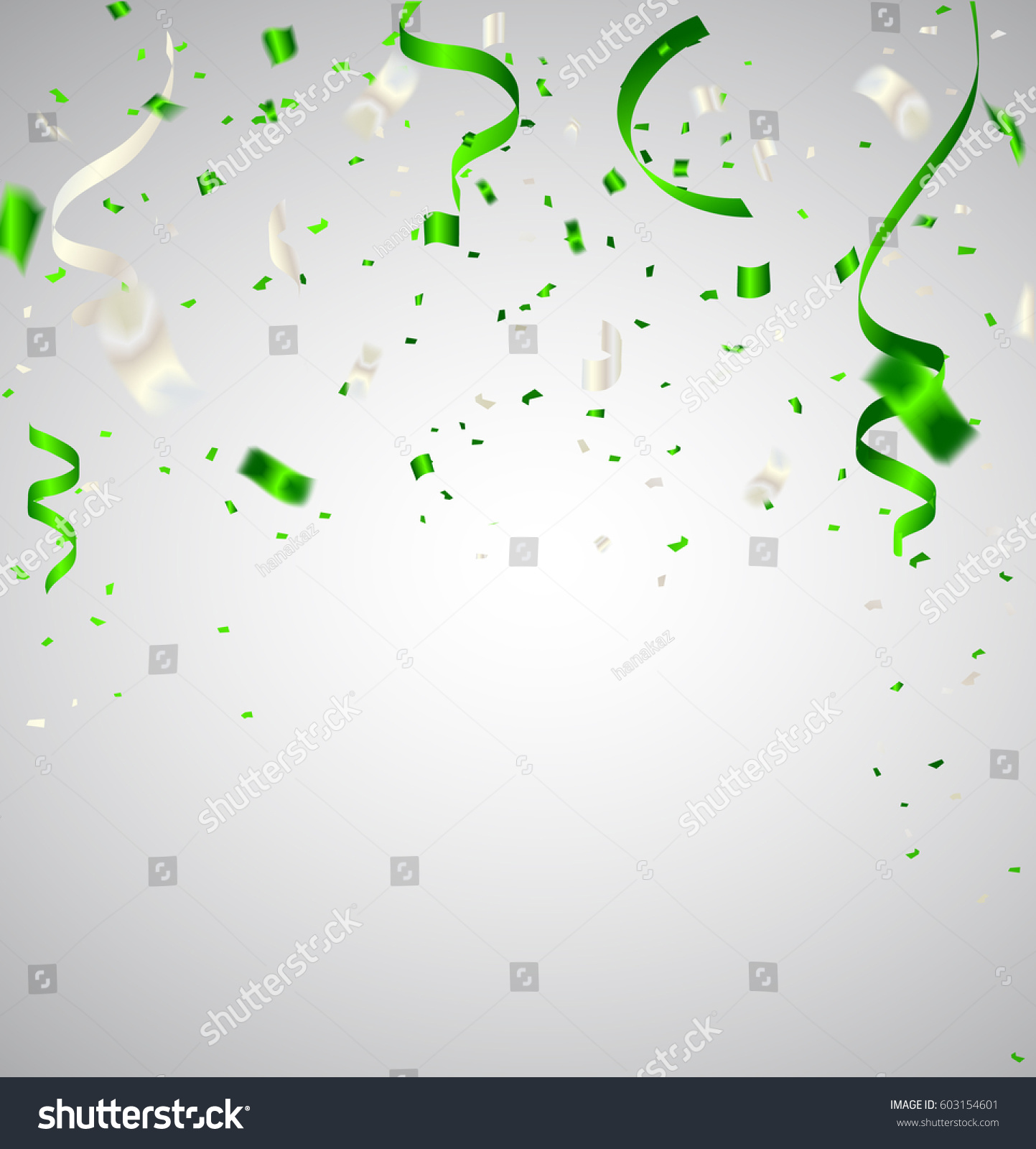 Celebration Background Template Confetti Green White Stock Vector