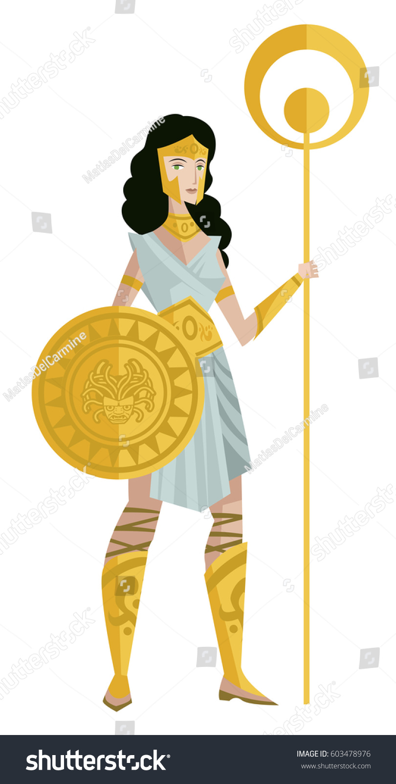 Palas Athena Minerva Goddess Wisdom Greek Stock Vector (Royalty Free ...