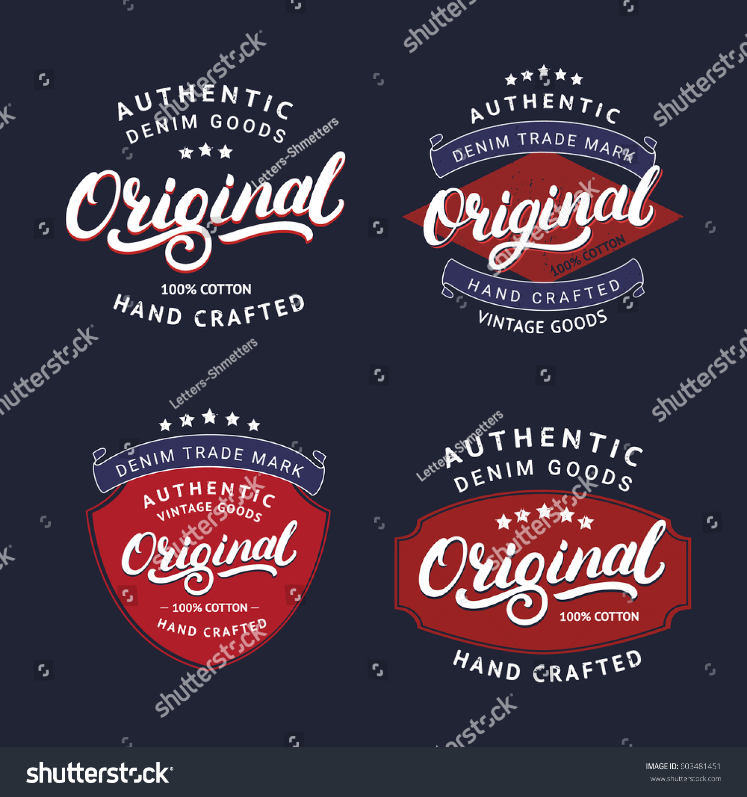 Set Original Hand Written Lettering Label Stock Vector (Royalty Free ...