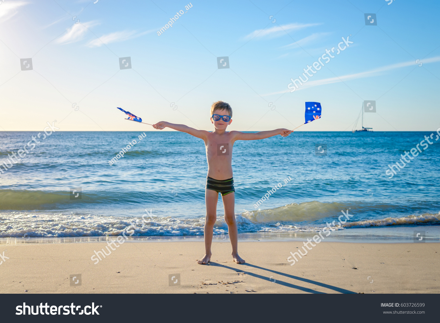 Cute Smiling Boy Standing On Beach Stock Photo 603726599 | Shutterstock