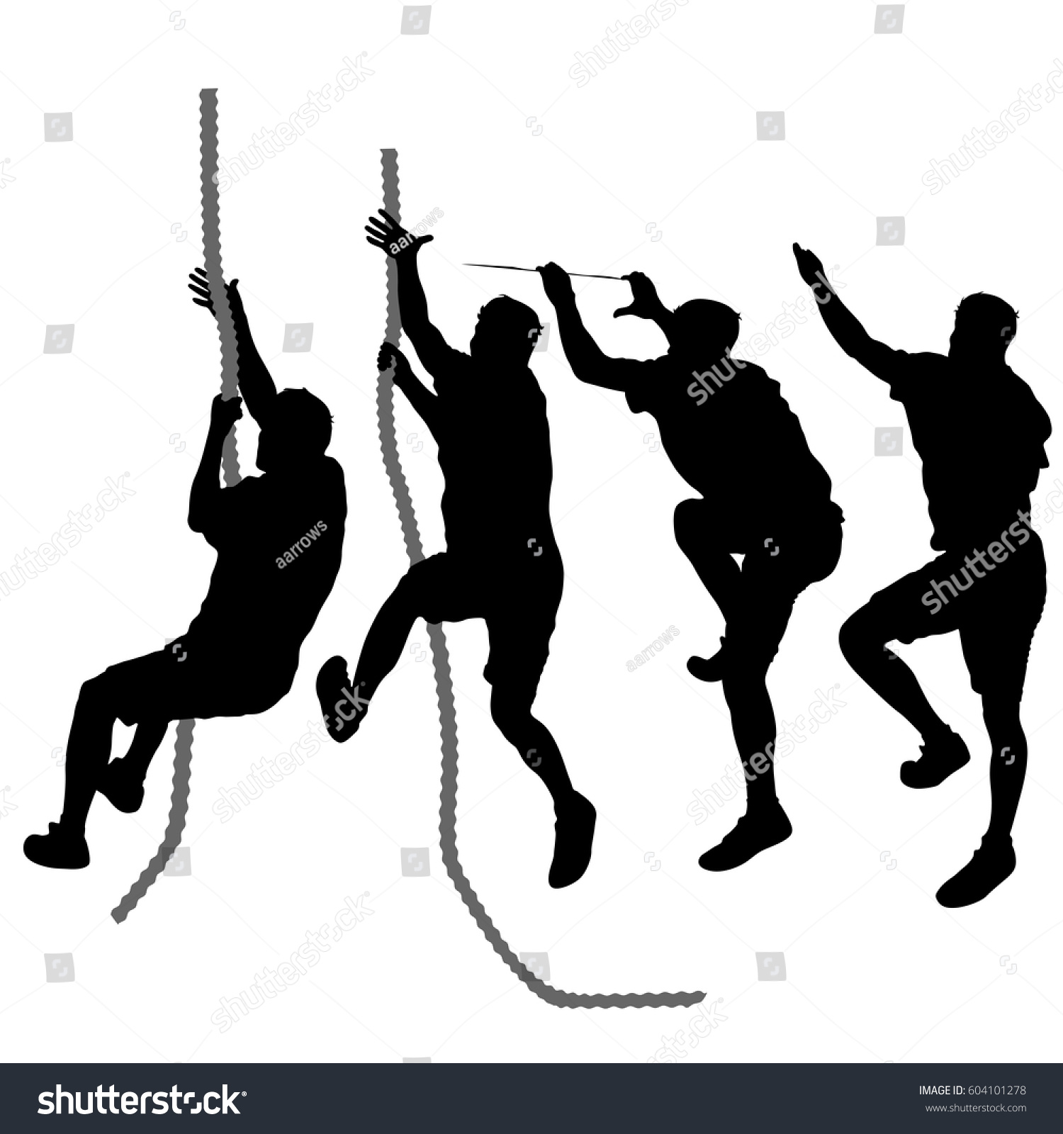 Set Black Silhouette Rock Climber On Stock Vector (Royalty Free ...