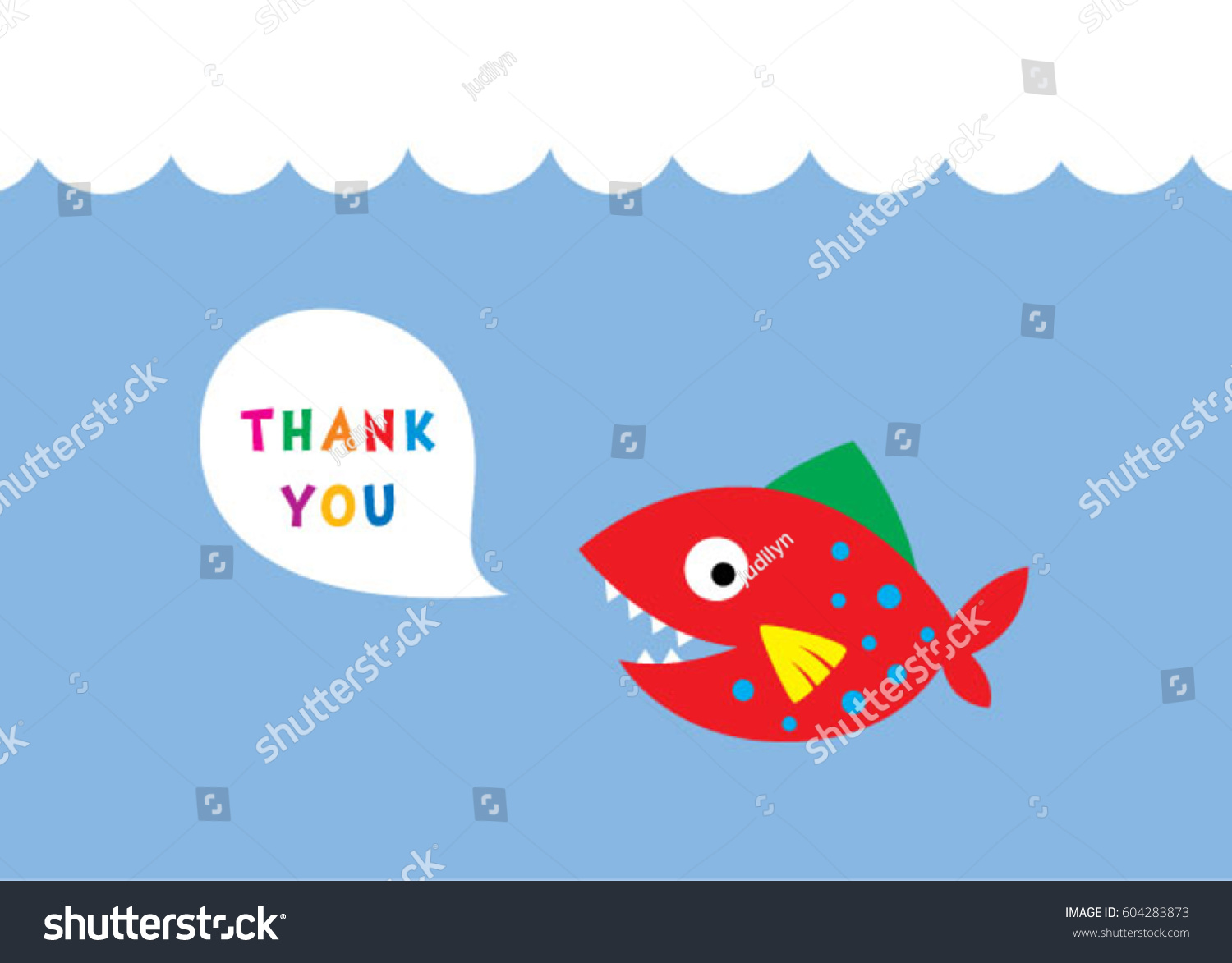 Cute Fish Thank You Card Vector Stock Vector (royalty Free) 604283873 