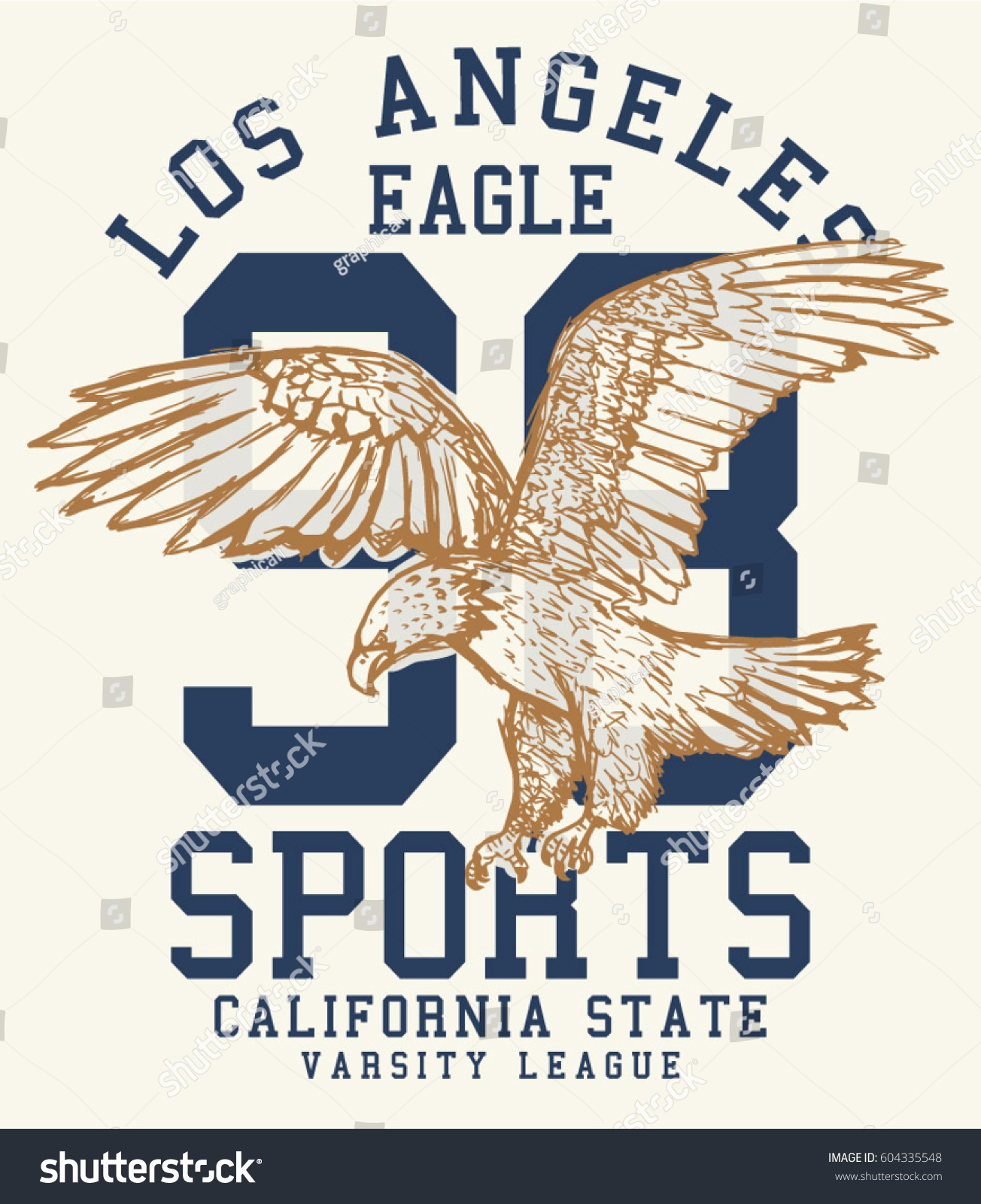 Vintage College Eagle Print Tee Print Stock Vector (Royalty Free ...