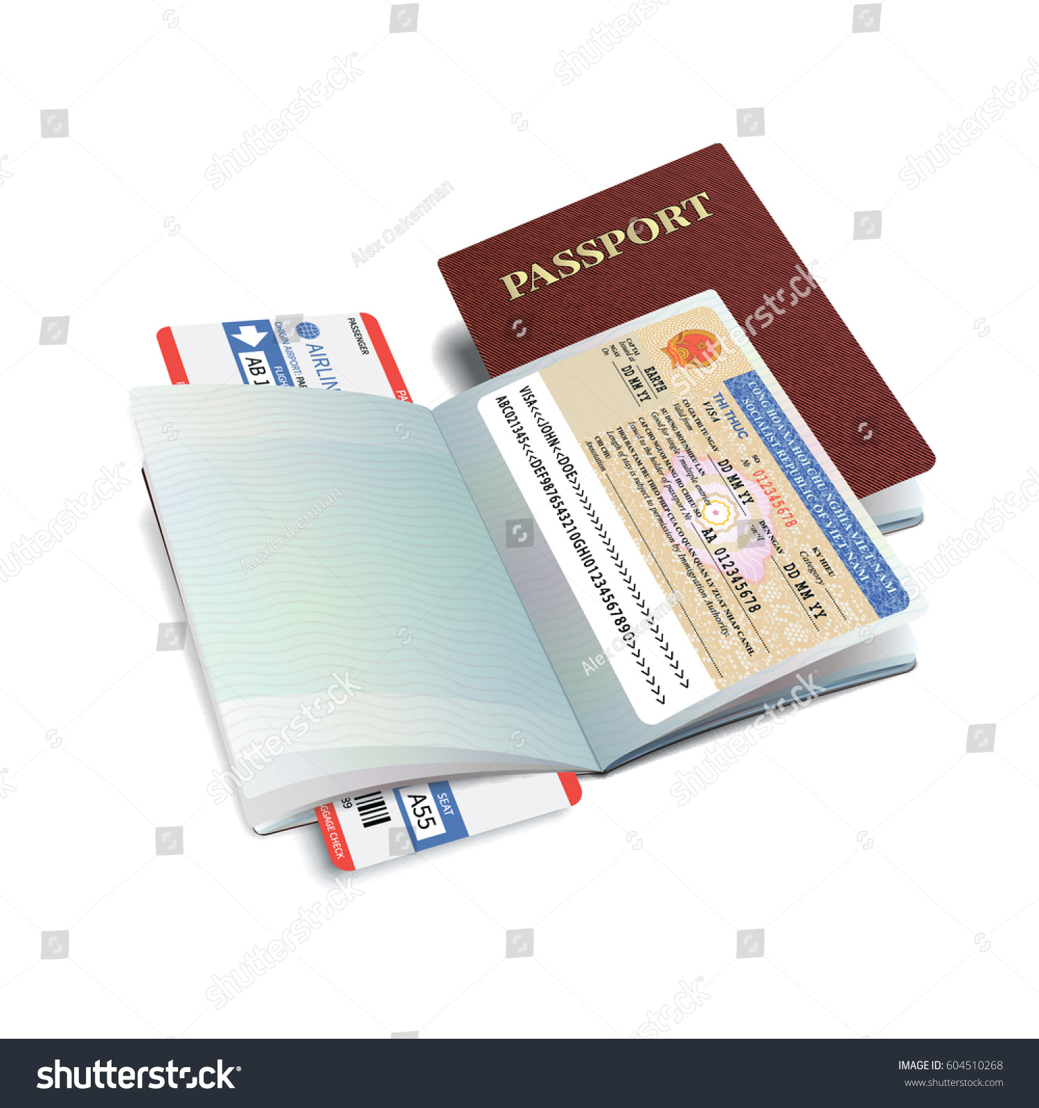 Vector International Passport Vietnam Visa Stock Vector (Royalty Free ...