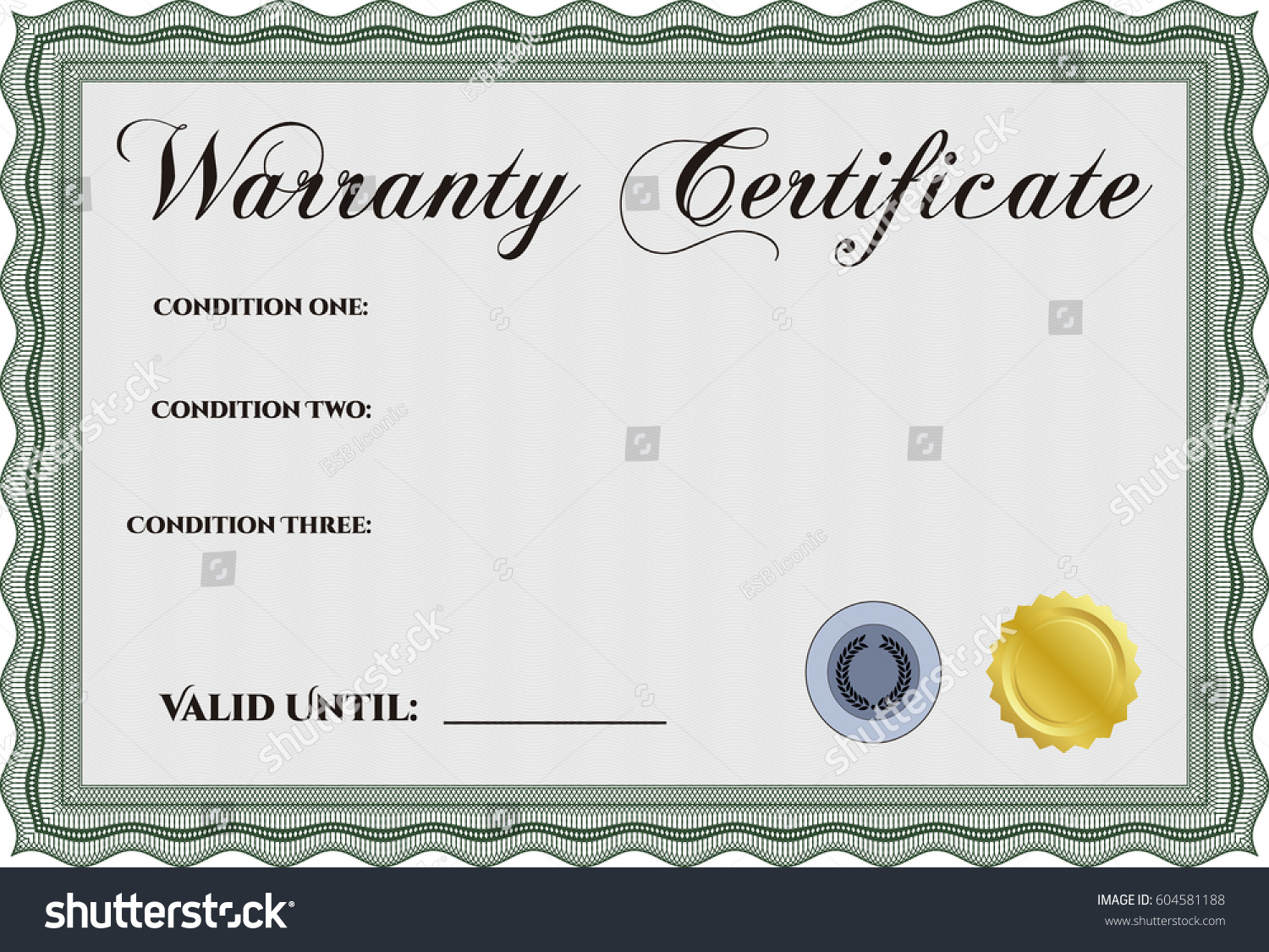 Vector Illustration Sample Warranty Certificate Green Stock Vector ...