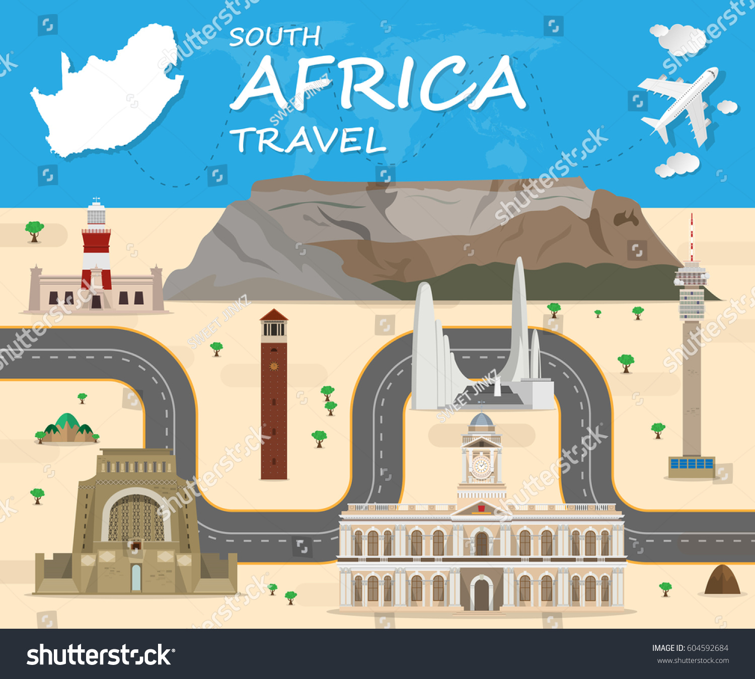 South Africa Travel Background Landmark Global Stock Vector (Royalty ...