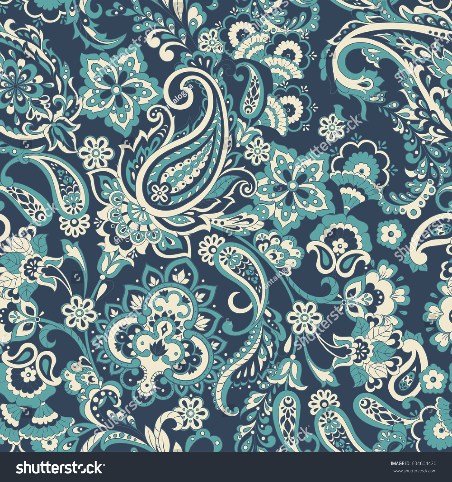 Floral Seamless Pattern Paisley Ornament Stock Vector (Royalty Free ...