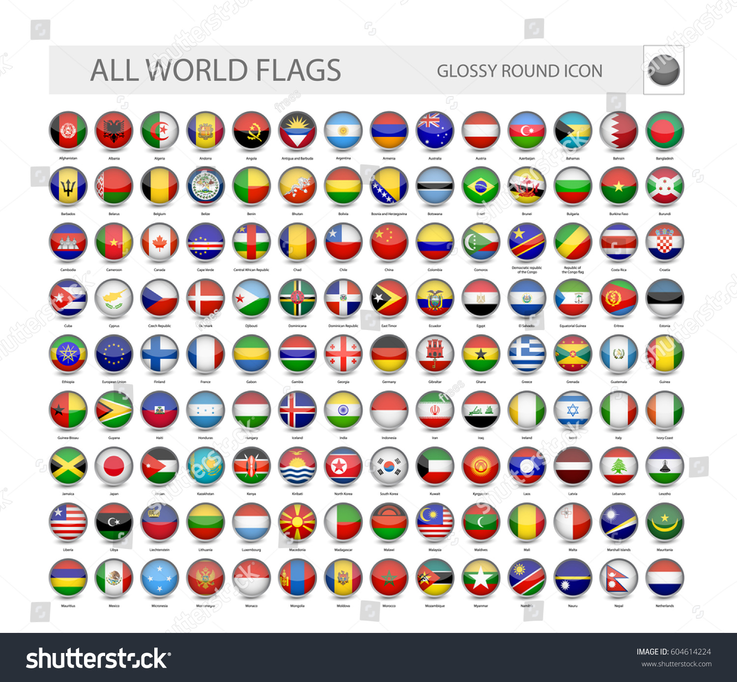 Round Glossy World Flags Vector Collection Stock Vector (Royalty Free ...