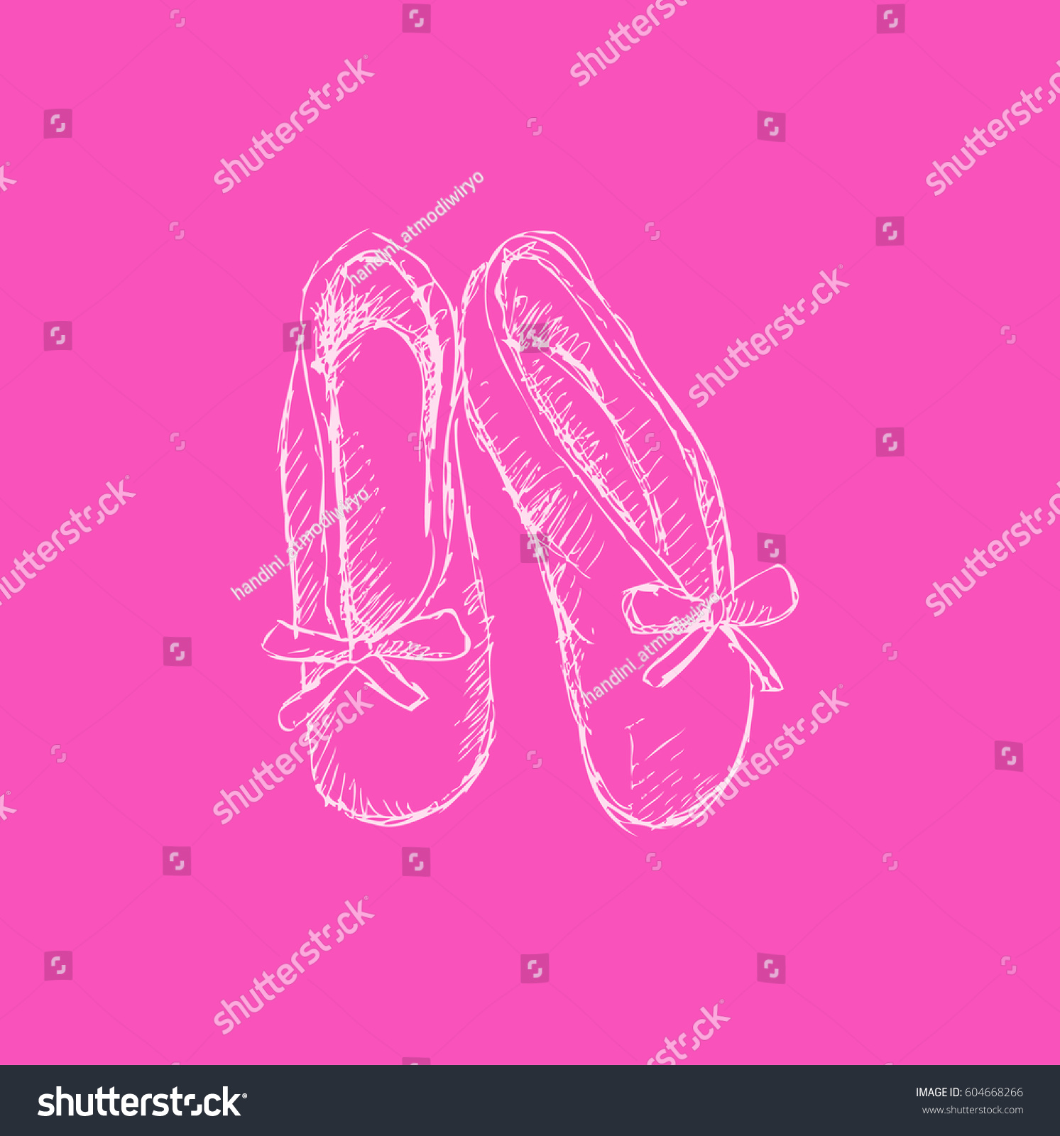 Ballerina Shoes Sketch Style Stock Vector (Royalty Free) 604668266