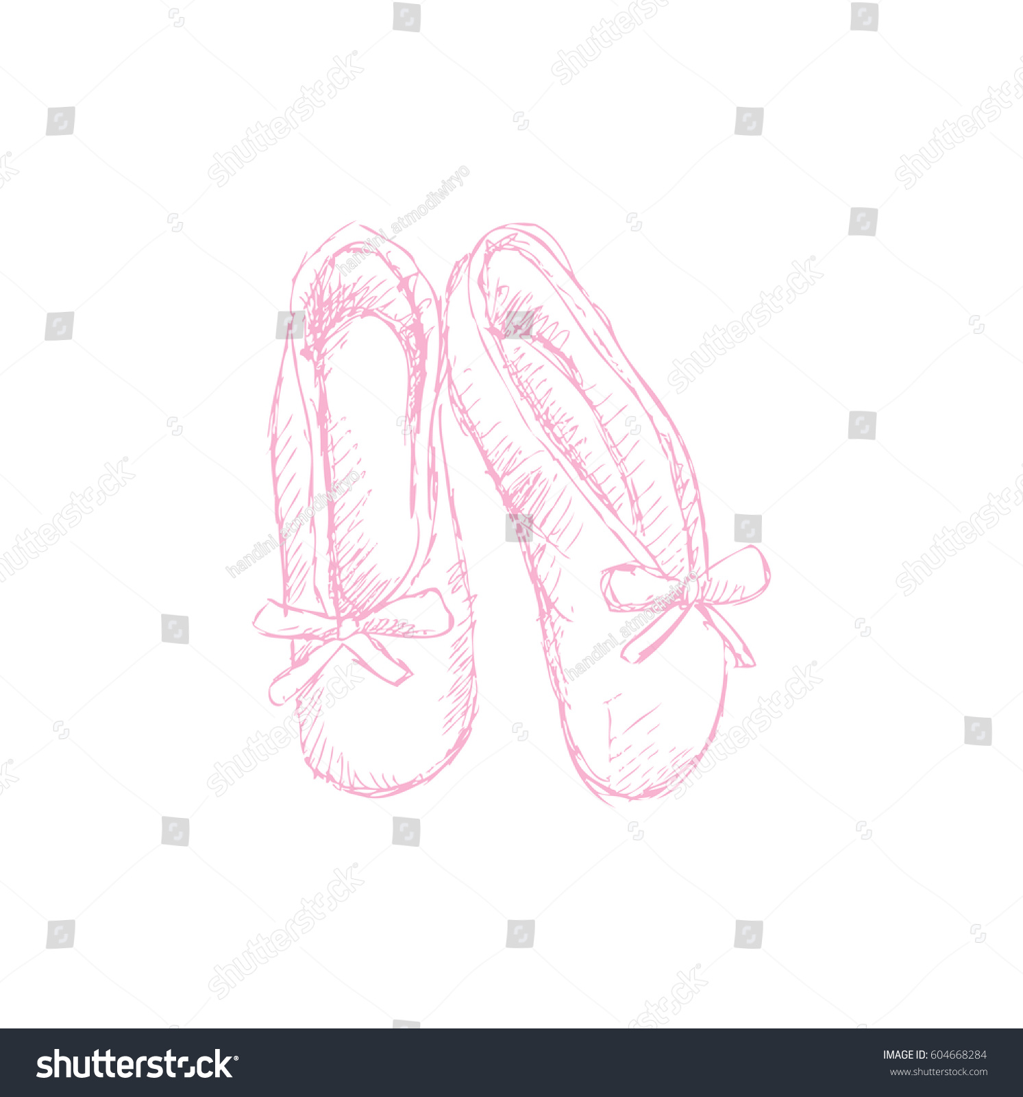 Ballerina Shoes Sketch Style Stock Vector (Royalty Free) 604668284