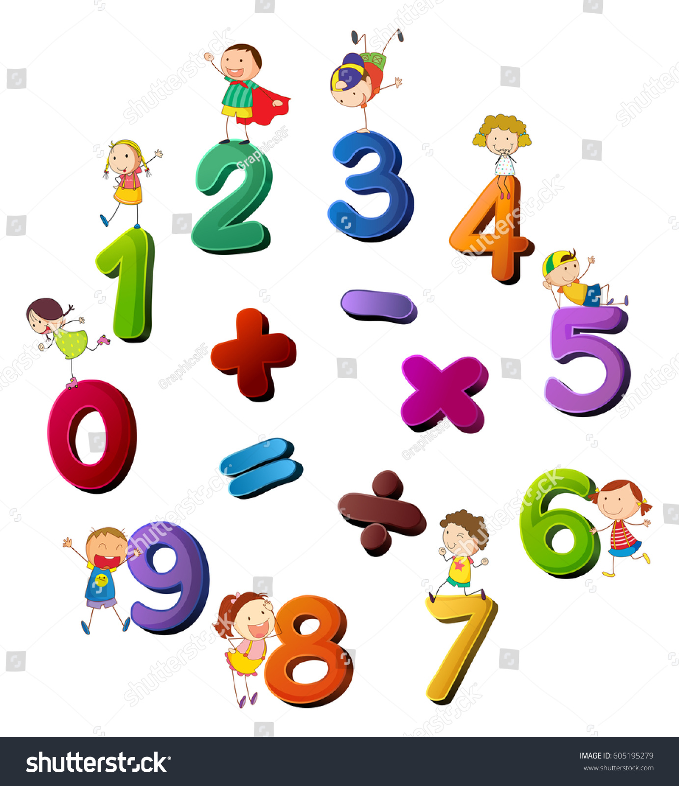 Numbers Happy Kids Illustration Stock Vector (Royalty Free) 605195279 ...