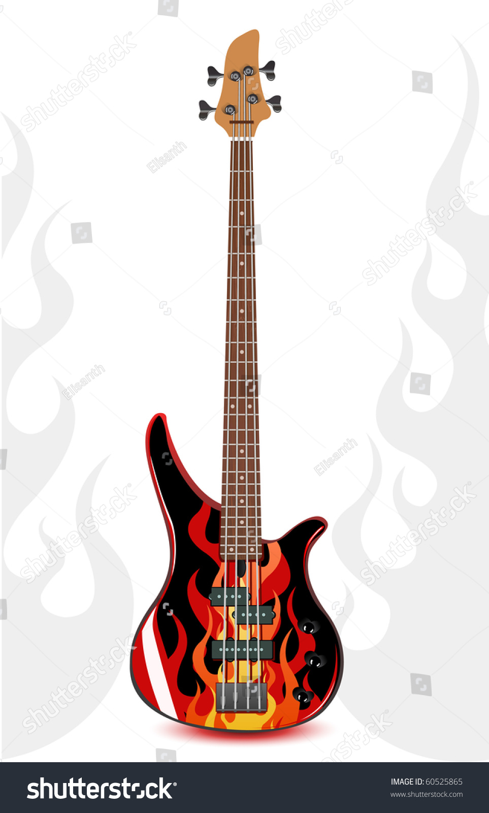 Vektor Stok Vector Black Bass Guitar Flames Tanpa Royalti 60525865 Shutterstock 7333