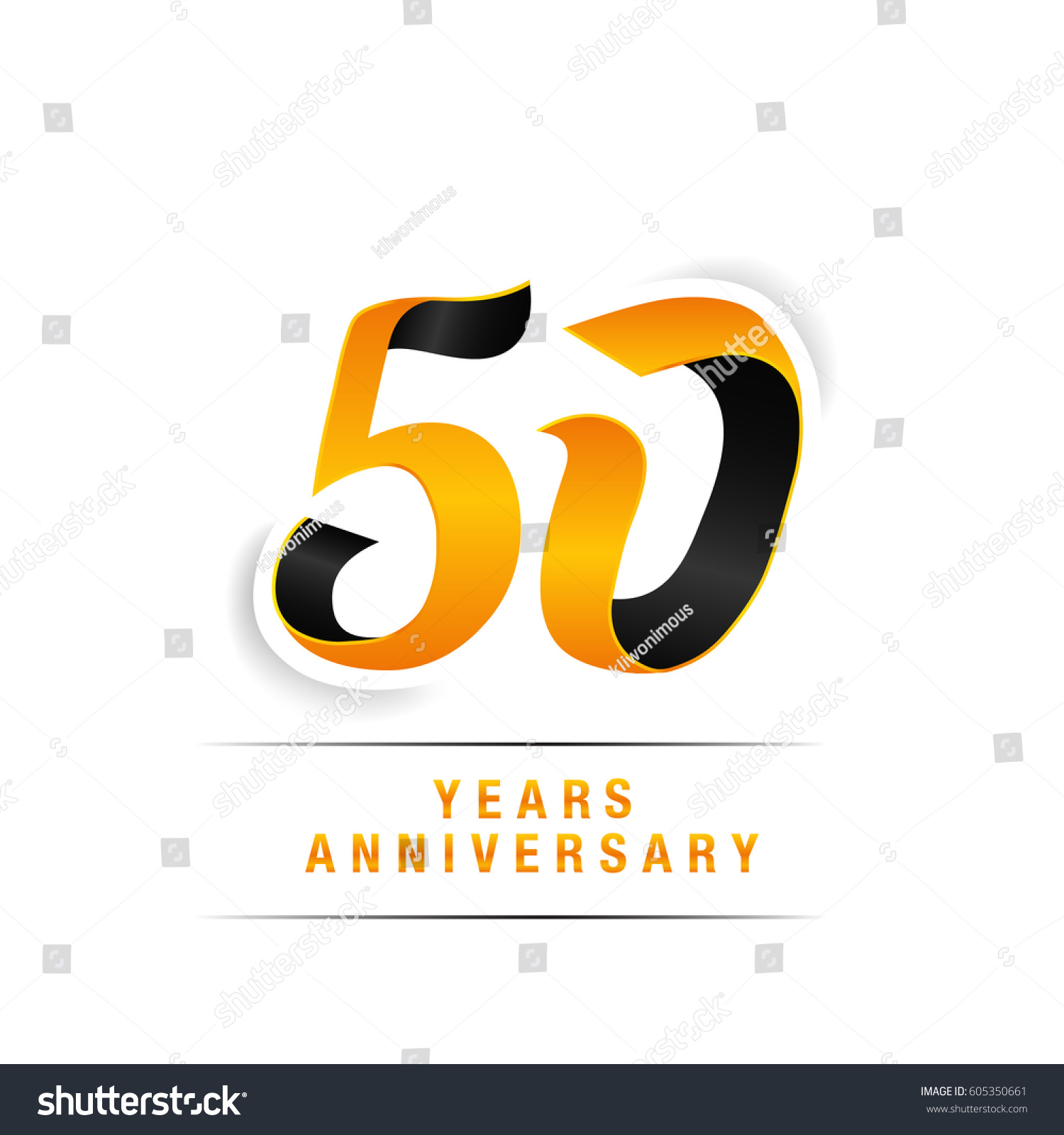 50 Years Yellow Black Anniversary Logo Stock Vector (Royalty Free ...