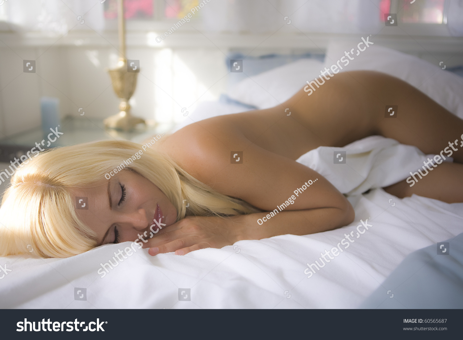 Beautiful Sleeping Woman Nude Stock