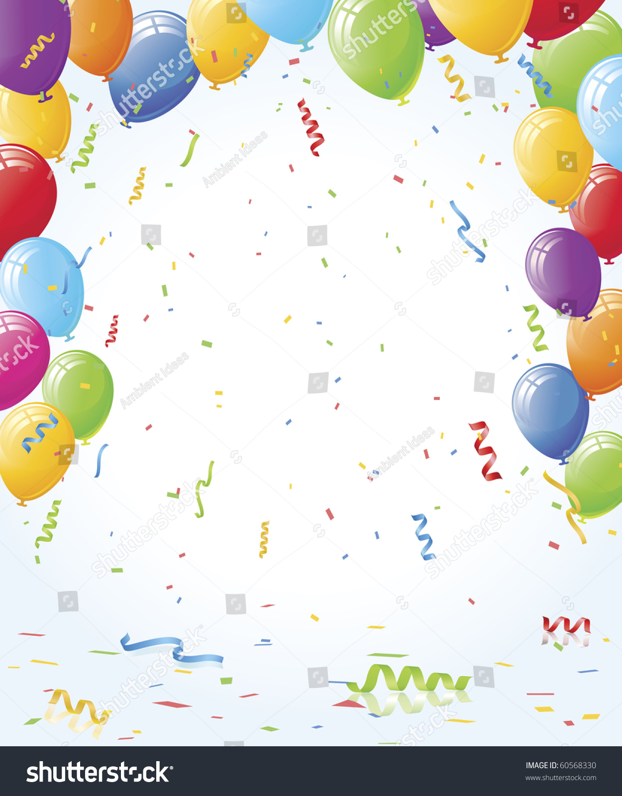 Balloons Confetti Vector Layout Reflective Floor Stock Vector (Royalty ...