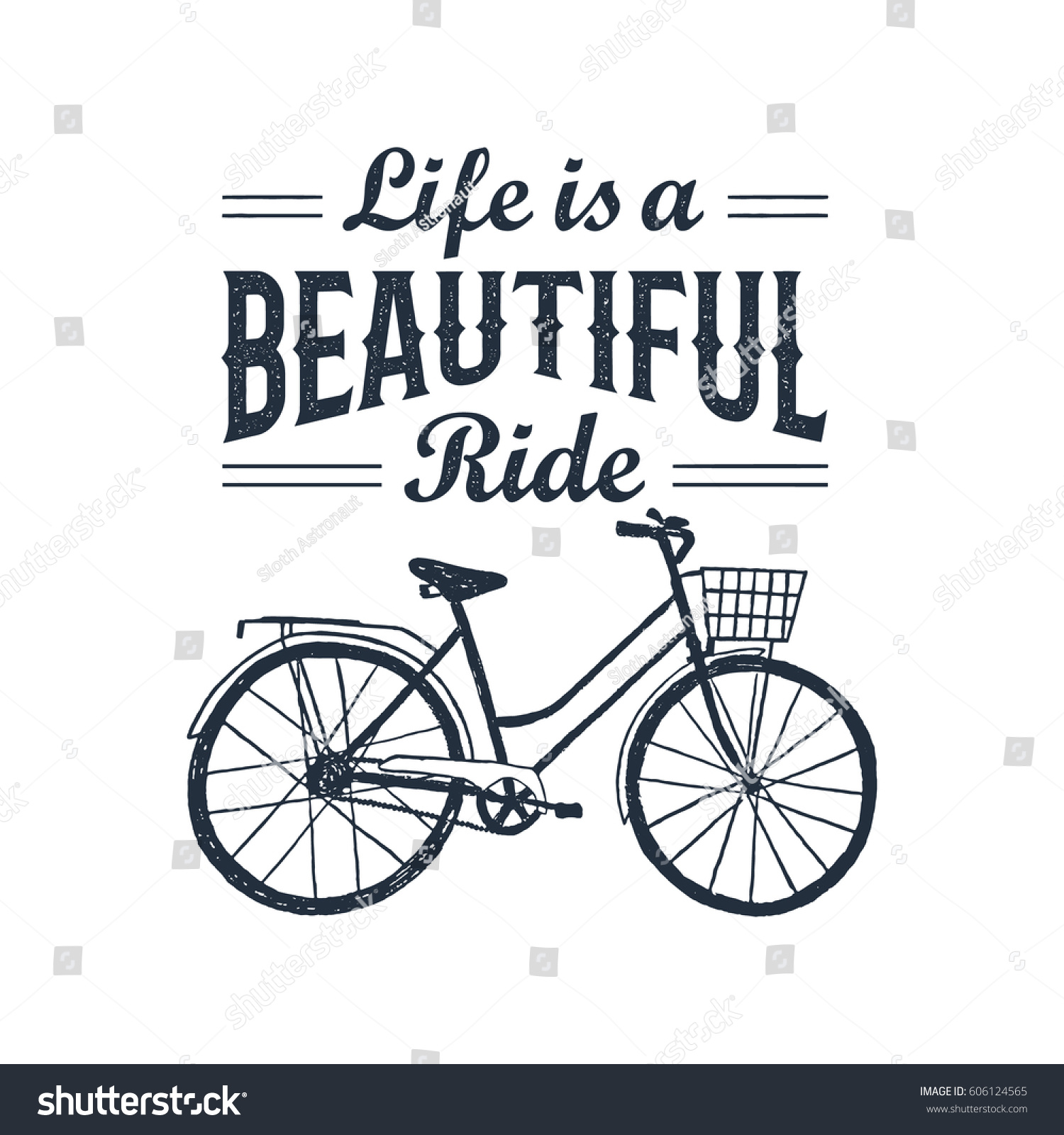 Hand Drawn Textured Vintage Label Bicycle Stock Vector (Royalty Free ...