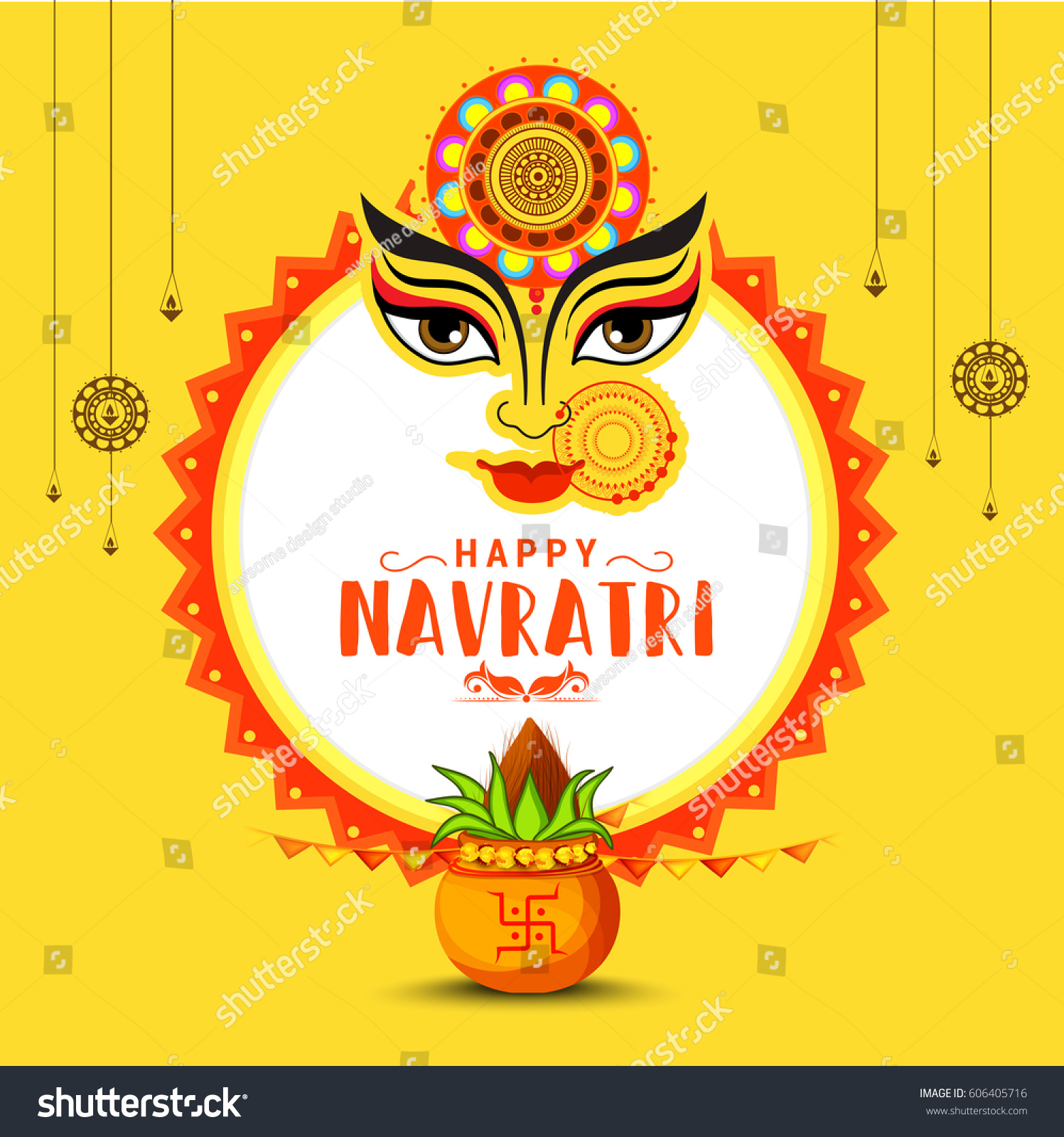 Illustration Happy Navratri Celebration Poster Banner Stock Vector Royalty Free 606405716 8020