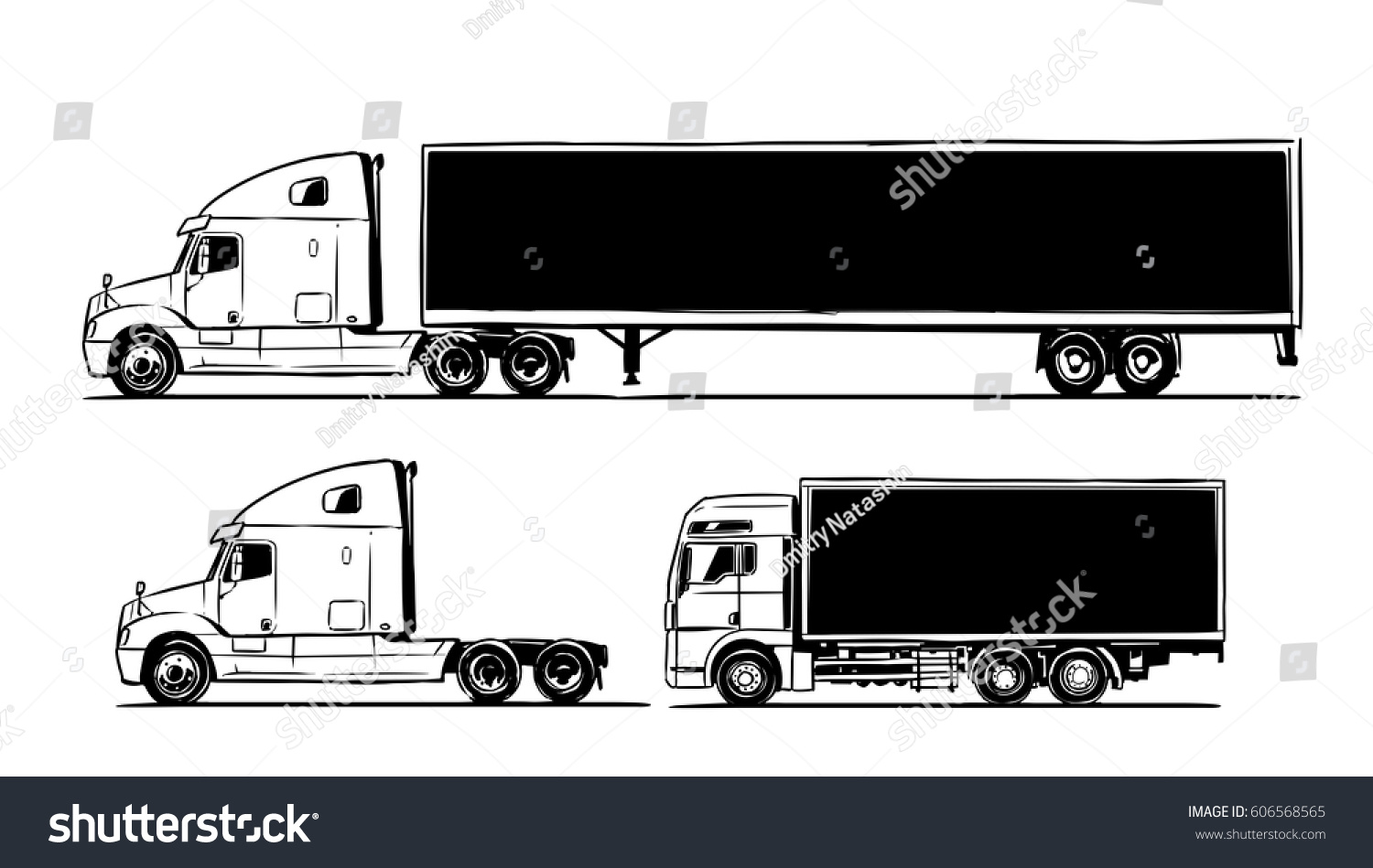 Cargo Trucks Side View Isolated On Stock Vector (Royalty Free ...