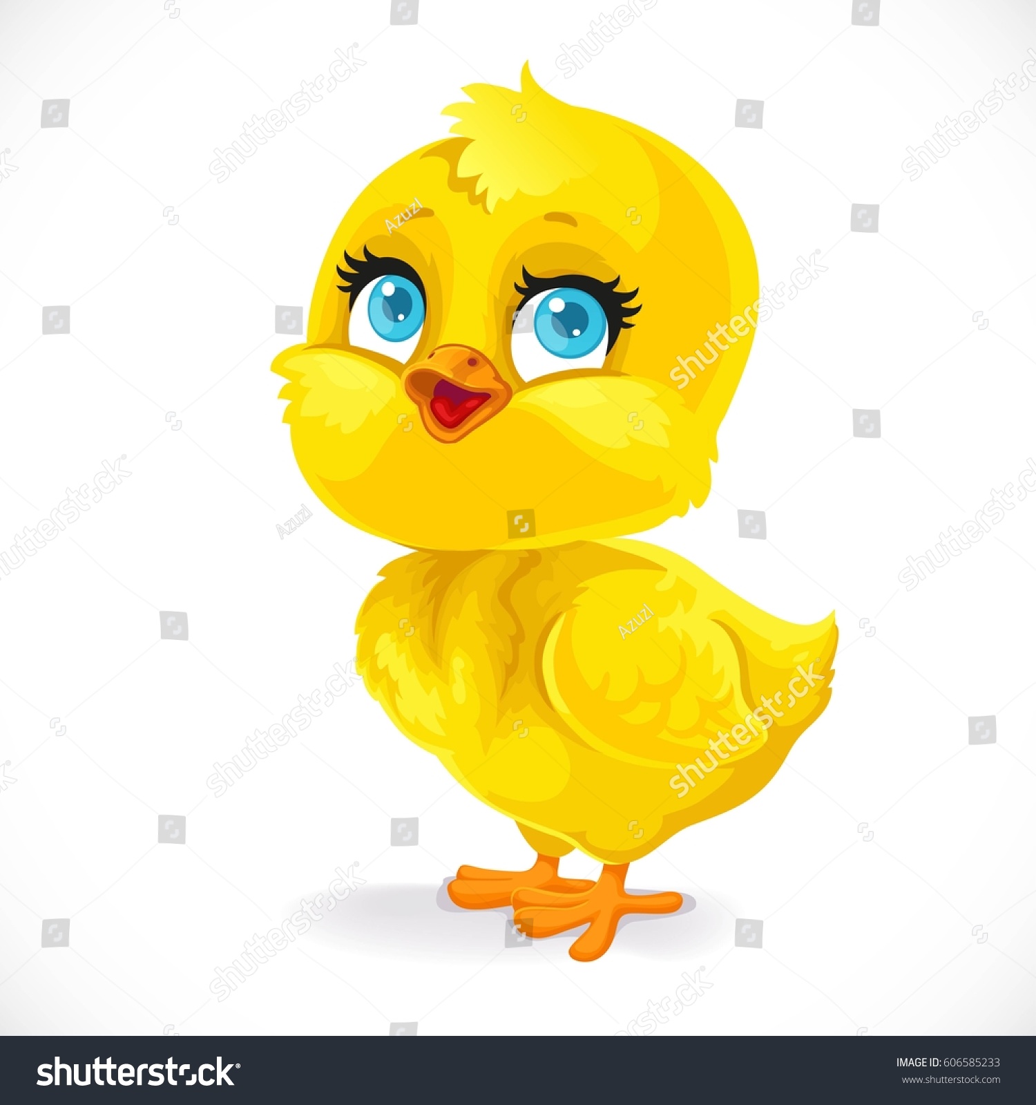 Cute Baby Chick Isolated On White Stock Vector (Royalty Free) 606585233 ...