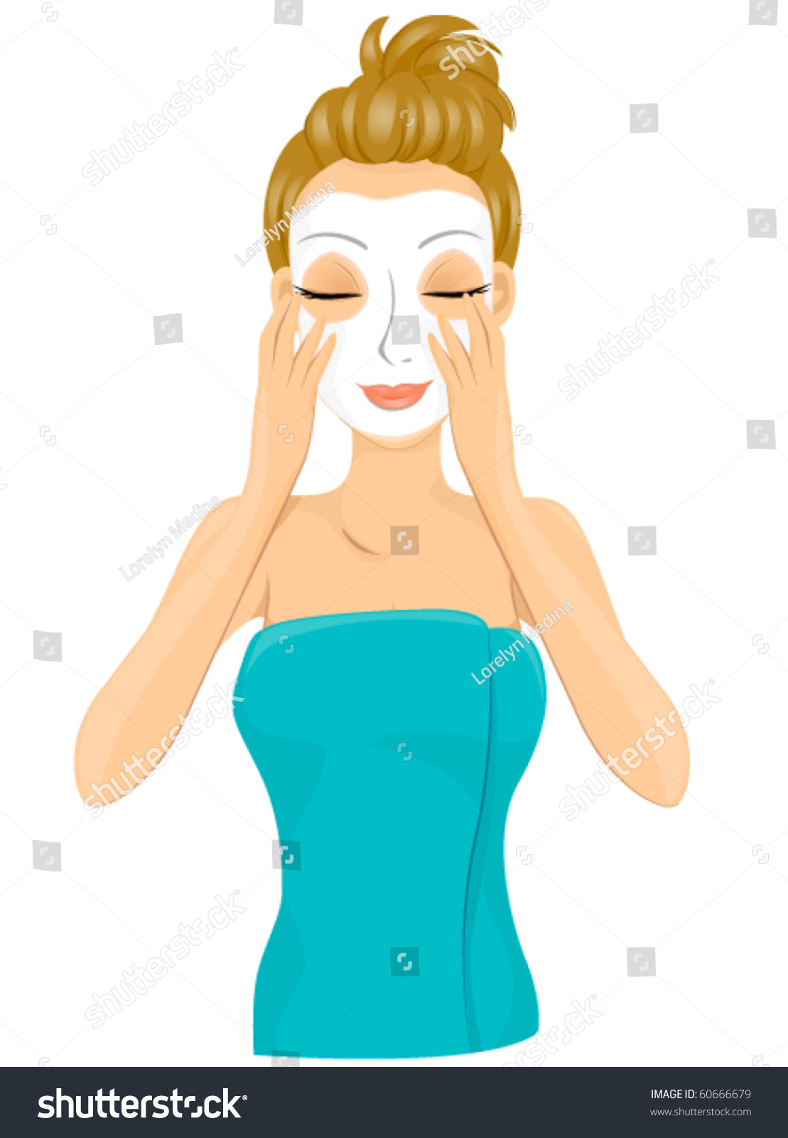 Vektor Stok Smiling Lady Wrapped Towel Coating Her Tanpa Royalti Shutterstock