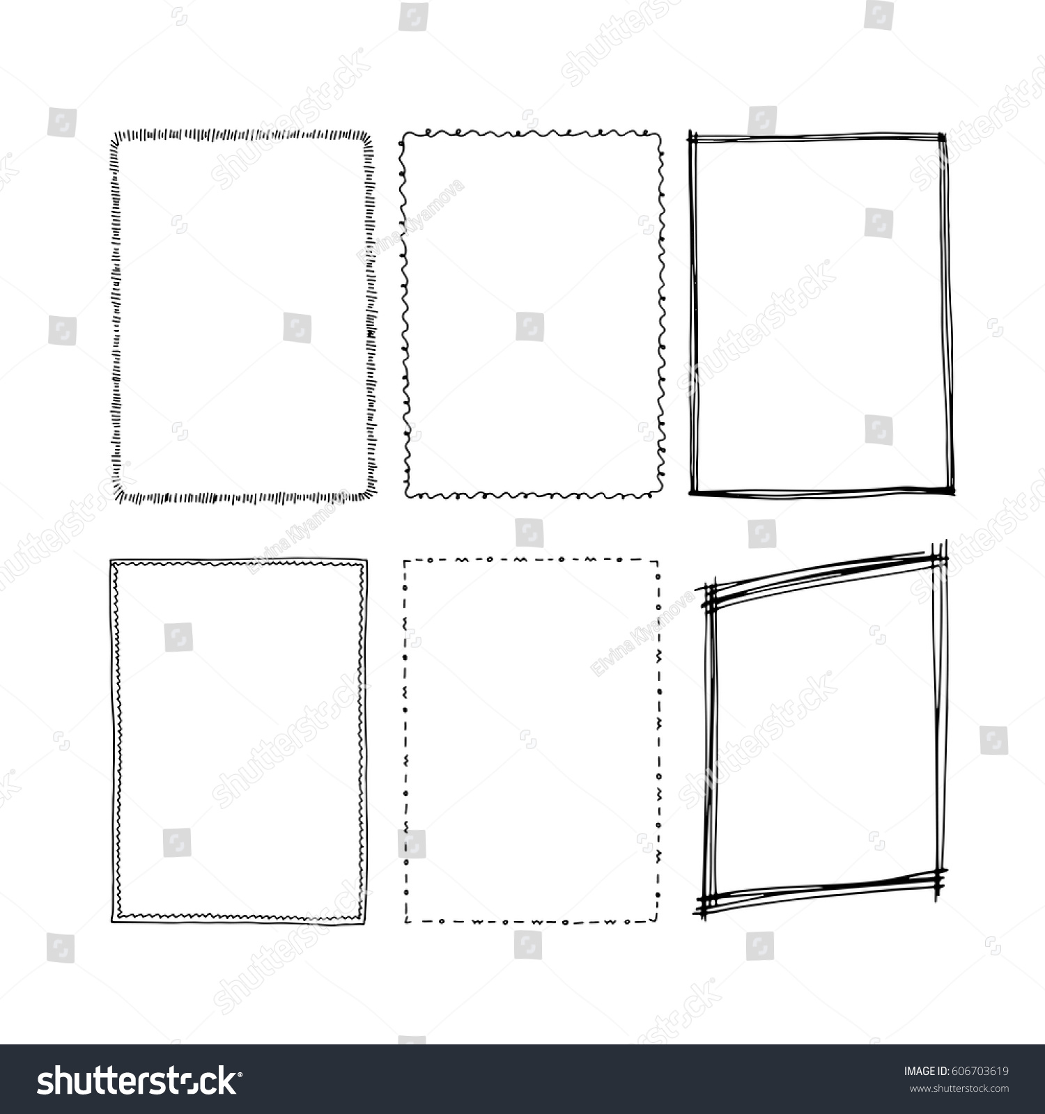 Hand Drawn Rectangular Frames Square Vector Stock Vector (Royalty Free ...