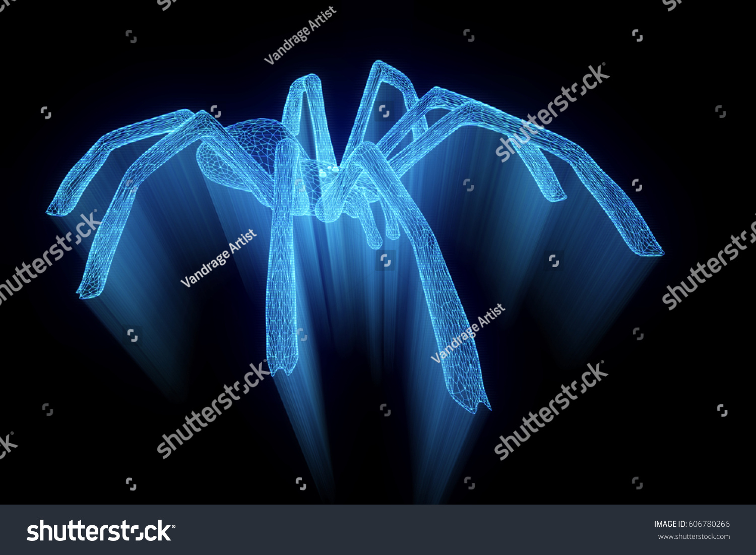 Spider Hologram Wireframe Style Nice 3d Stock Illustration 606780266 ...