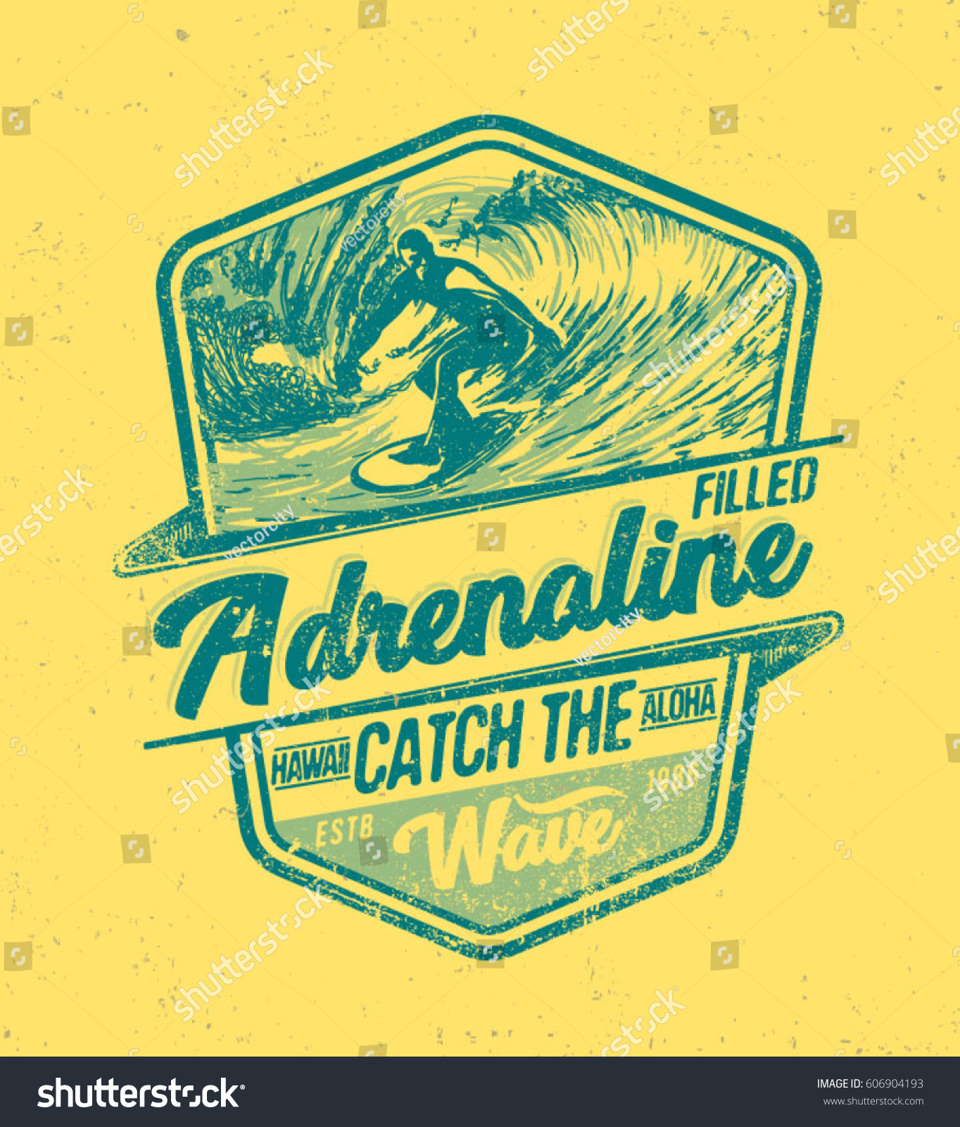 Surf Graphic Tshirt Printing Surfing Design Stock Vector (Royalty Free) 606...