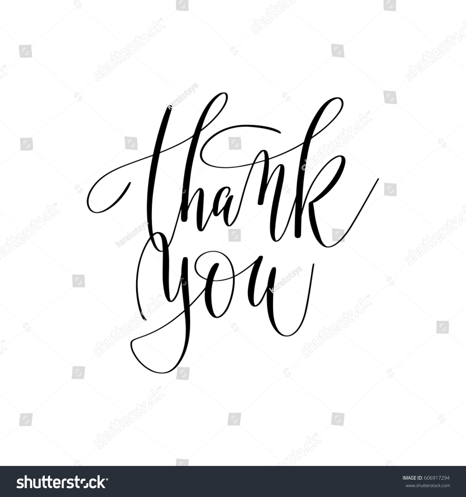 Thank You Hand Lettering Inscription Positive Stock Vector (Royalty ...