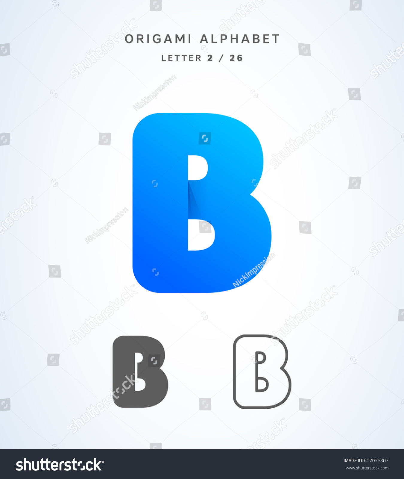 Vector Origami Alphabet Letter B Logo Stock Vector (Royalty Free ...