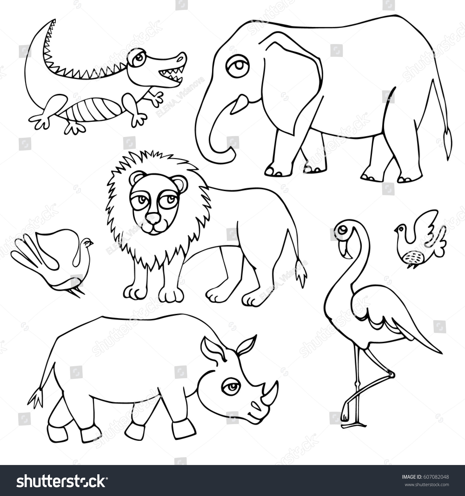 African Animals Set Vector Illustration Stock Vector (Royalty Free ...