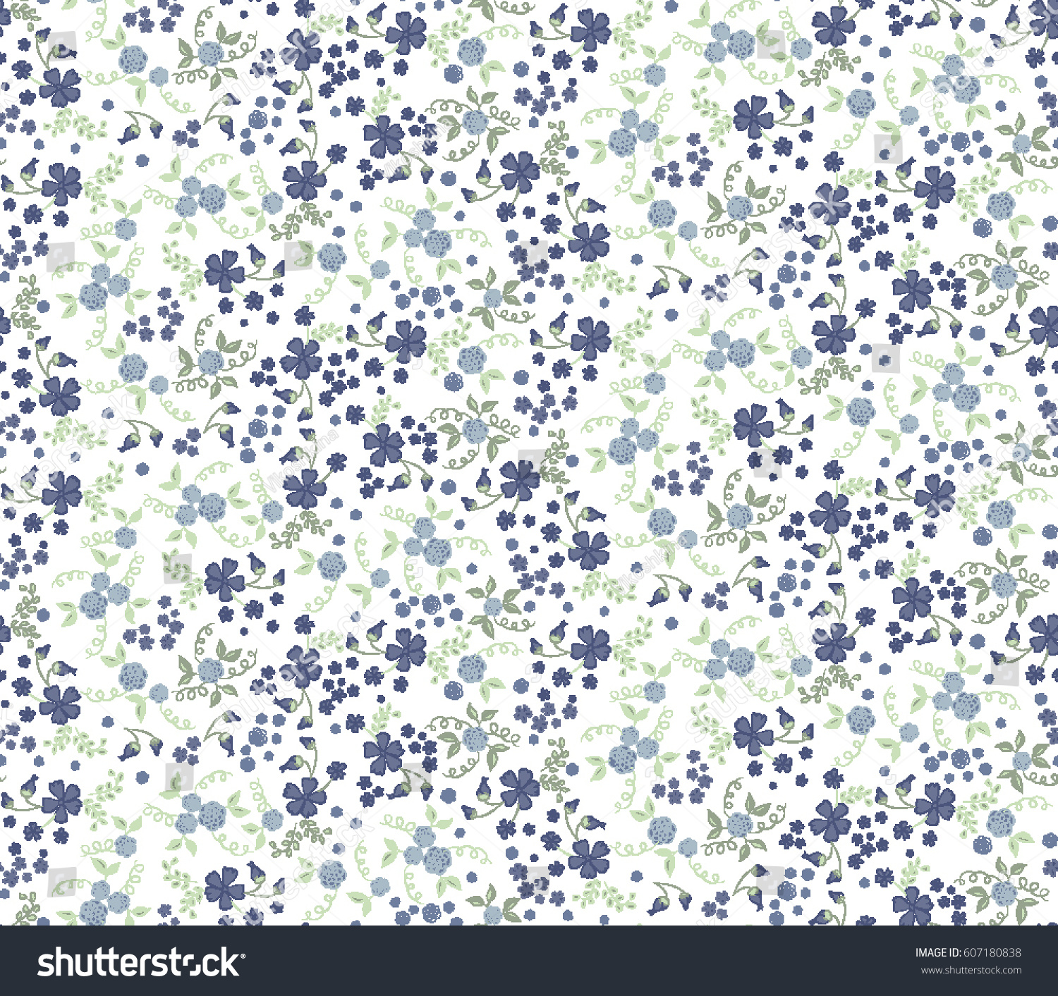 Small Flowers On White Backgroundhcalico Print Stock Vector (Royalty ...