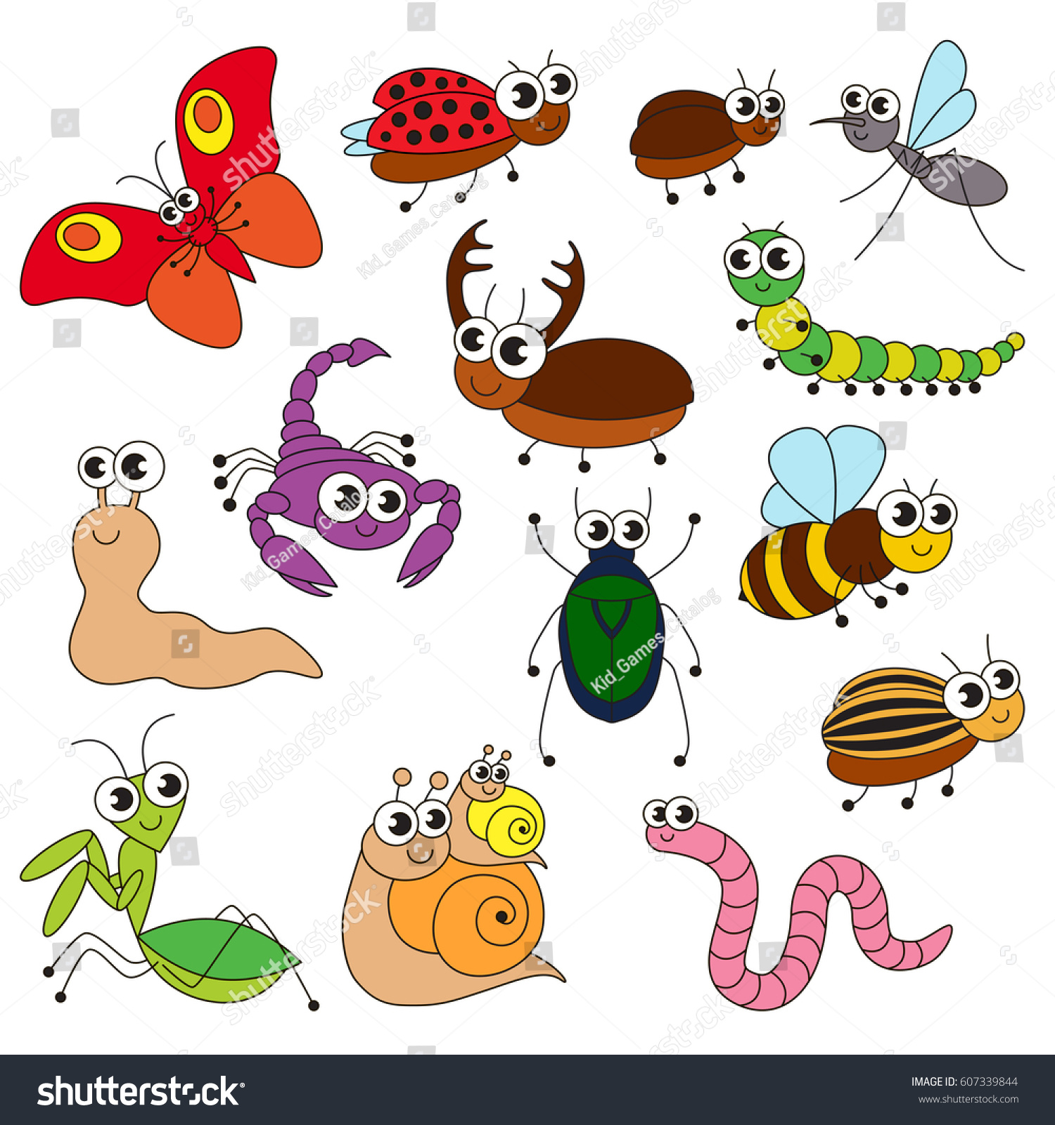 Cute Small Insects Elements Set Collection Stock Vector (royalty Free 