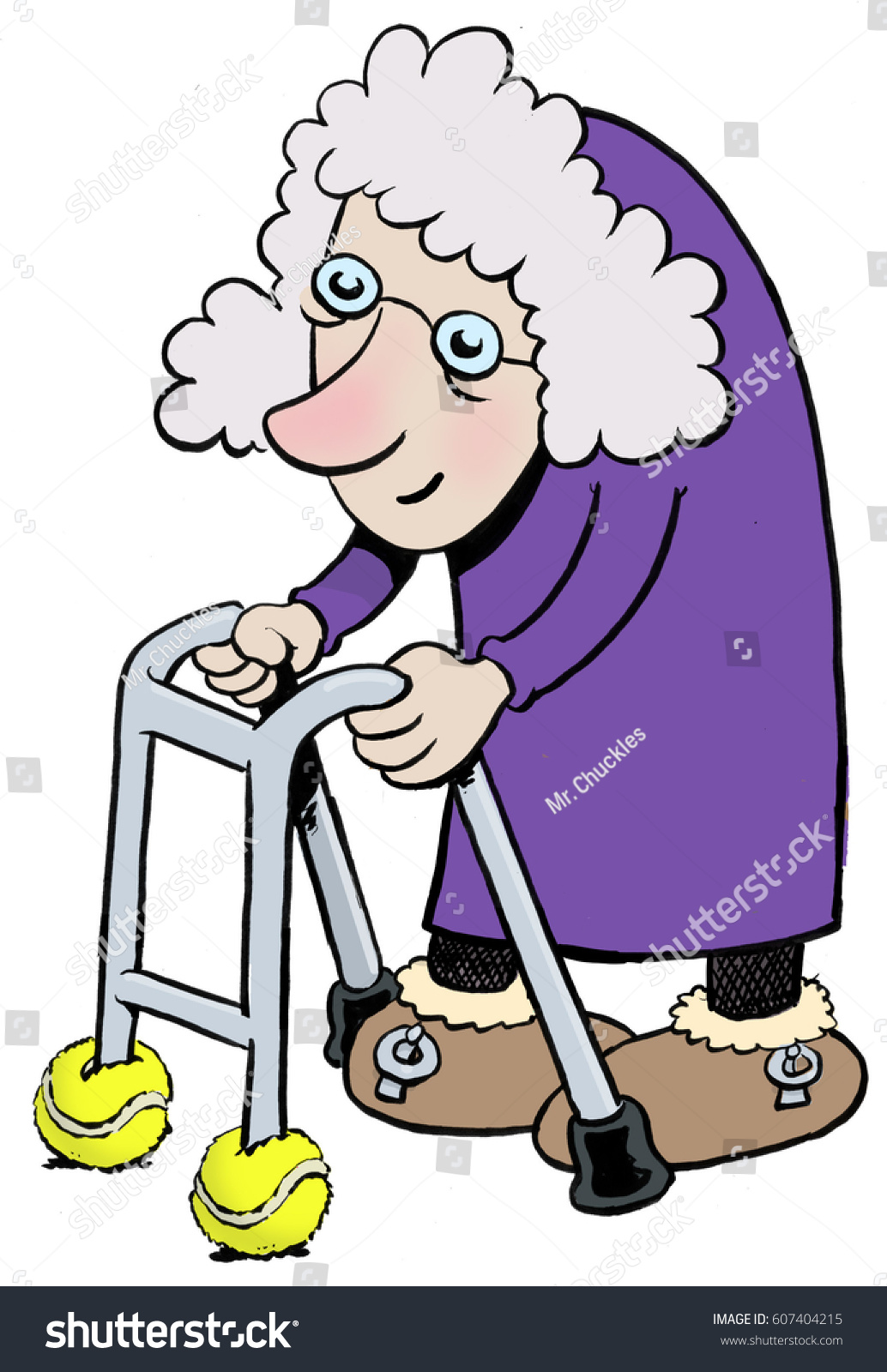 Cartoon Old Lady Walkerzimmer Frame: стоковые изображения в HD и миллионы д...