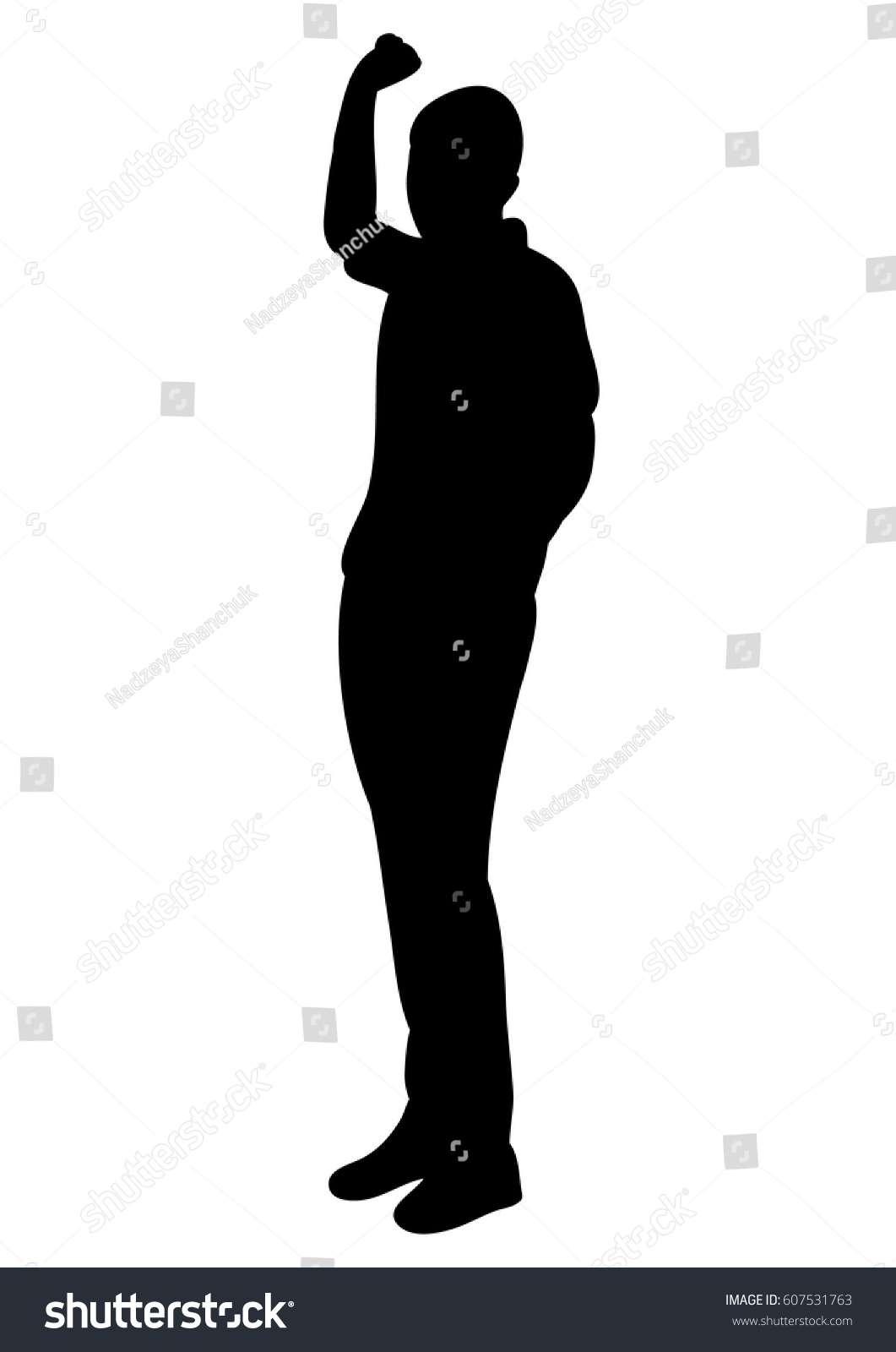 Silhouette Man Standing Hand On Top Stock Vector (Royalty Free ...