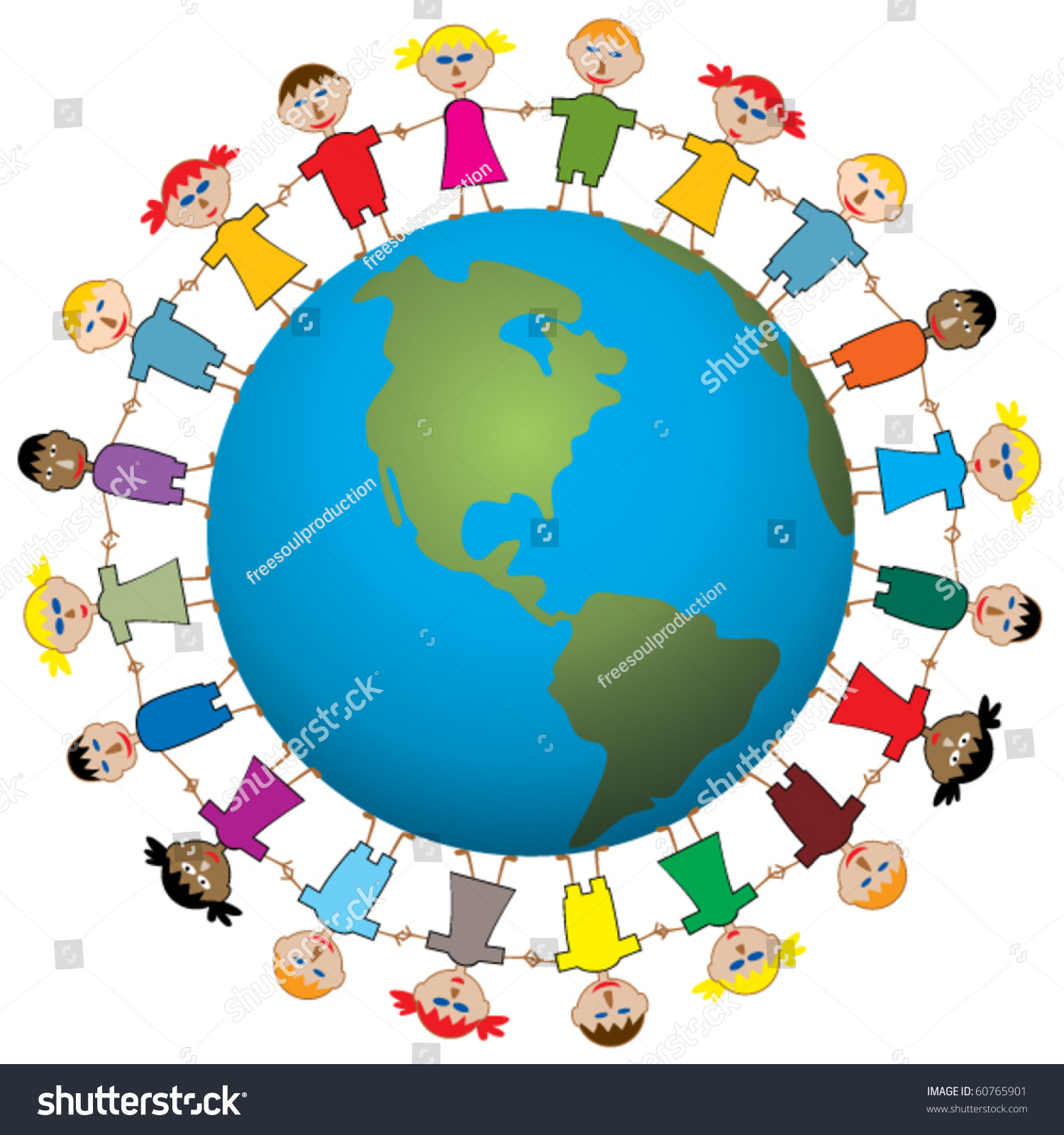 Vector Illustration Children Around World Stock Vector (royalty Free 